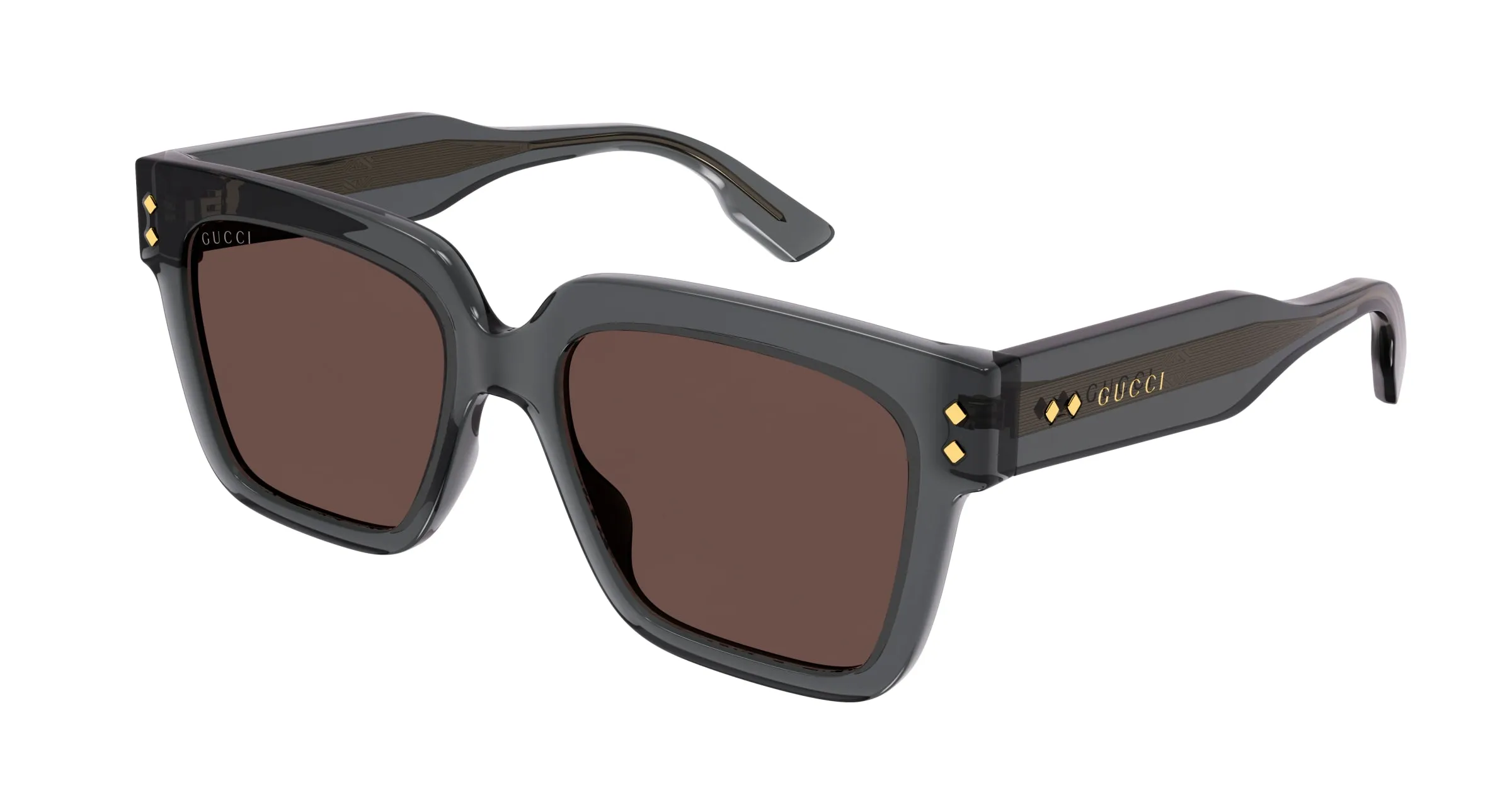 Gucci GG1084S 004 Occhiali da sole Acetato Grigio Marrone Squadrata - immagine 1