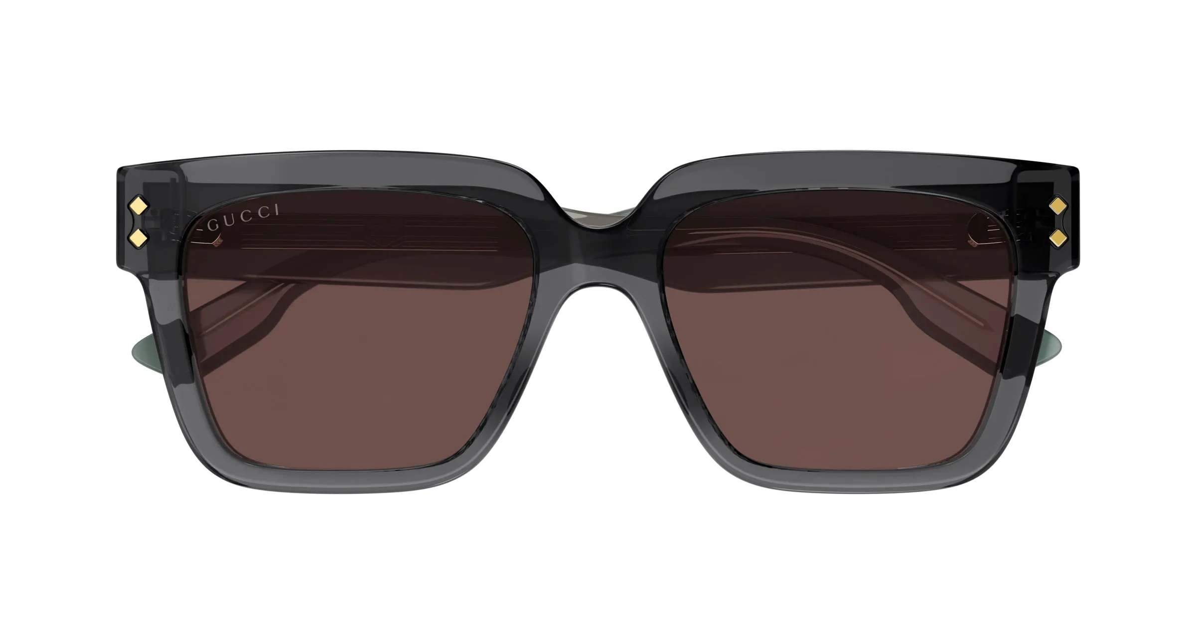 Gucci GG1084S 004 Occhiali da sole Acetato Grigio Marrone Squadrata - immagine 2