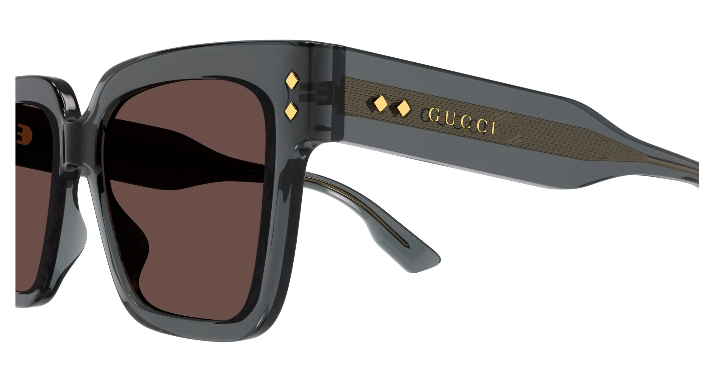 Gucci GG1084S 004 Occhiali da sole Acetato Grigio Marrone Squadrata - immagine 3