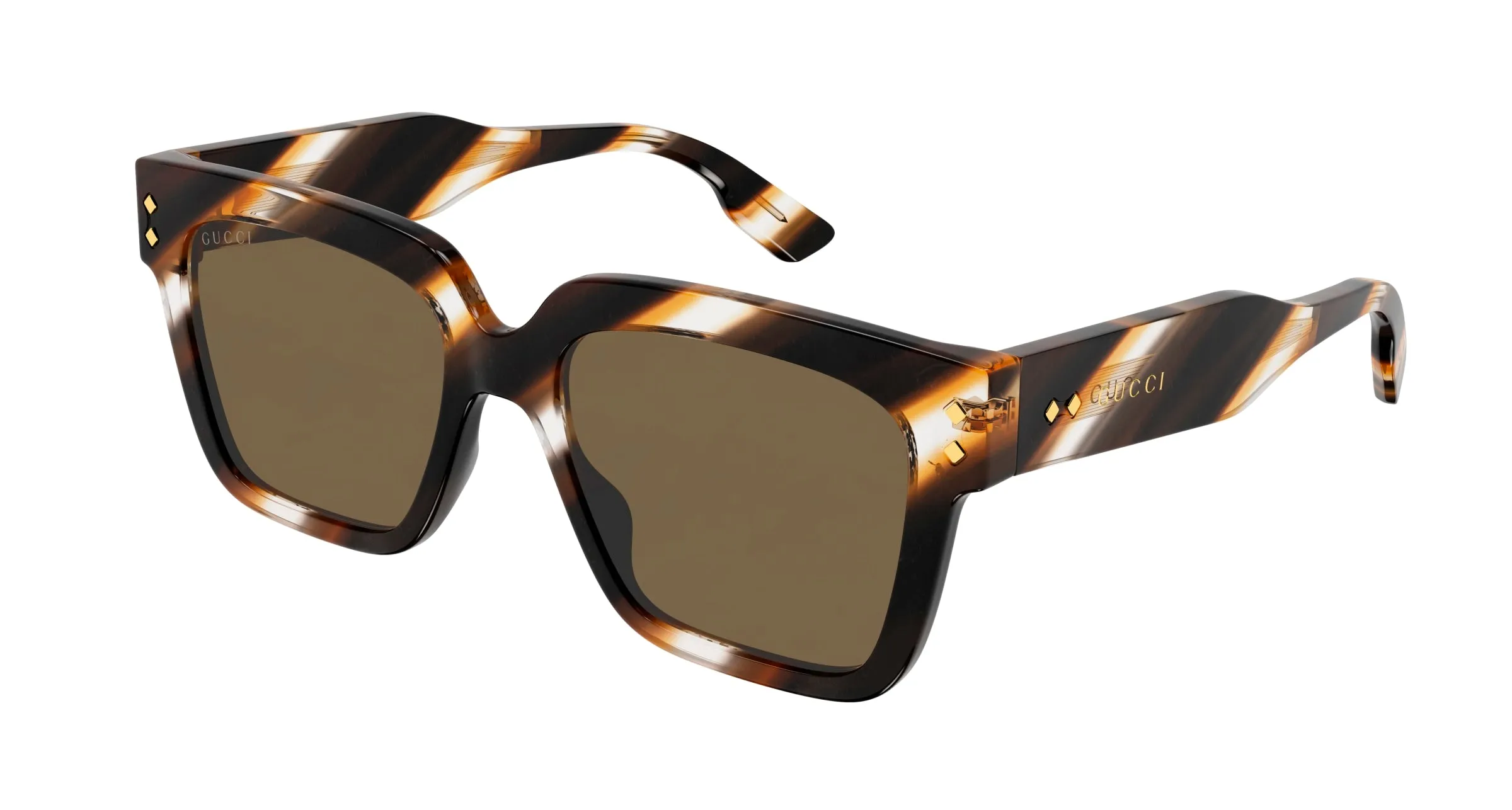 Gucci GG1084S 003 Occhiali da sole Acetato Havana Marrone Squadrata - immagine 1