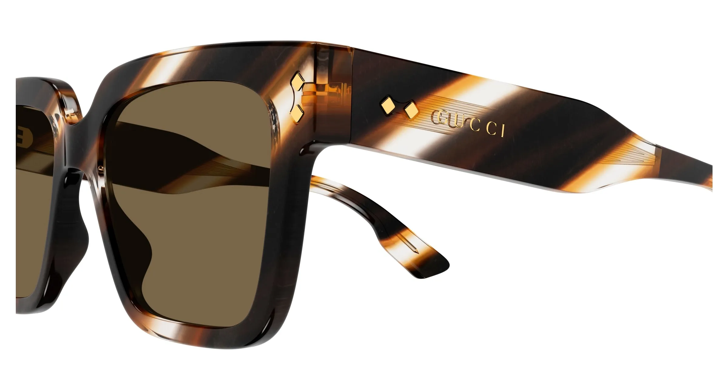 Gucci GG1084S 003 Occhiali da sole Acetato Havana Marrone Squadrata - immagine 3