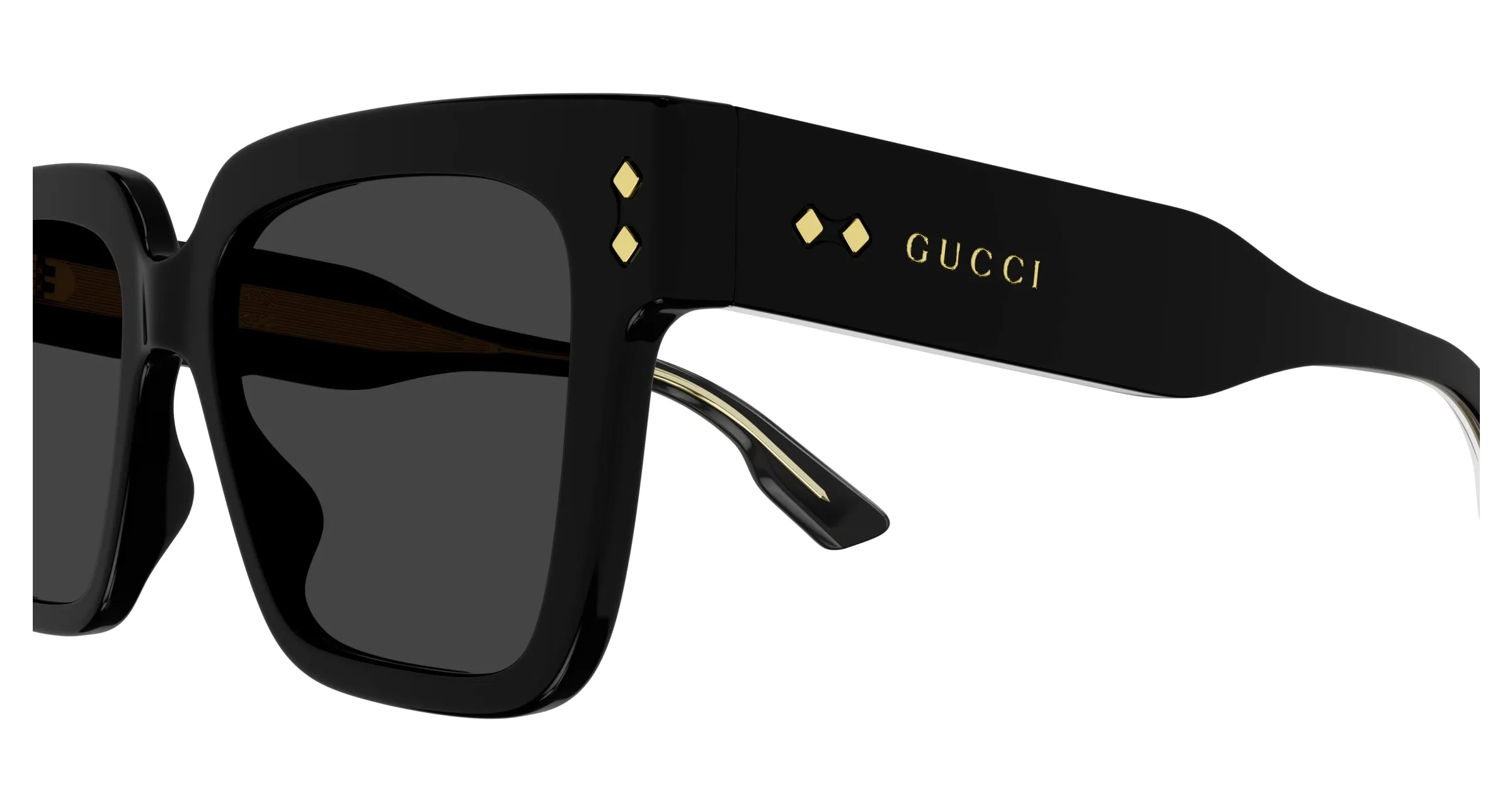 Gucci GG1084S 001 Occhiali da sole Acetato Nero Grigio Squadrata - immagine 3