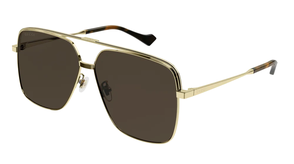 Gucci Uomo GG1099SA 003 Occhiali da sole Metallo Oro Marrone Pilot - immagine 1