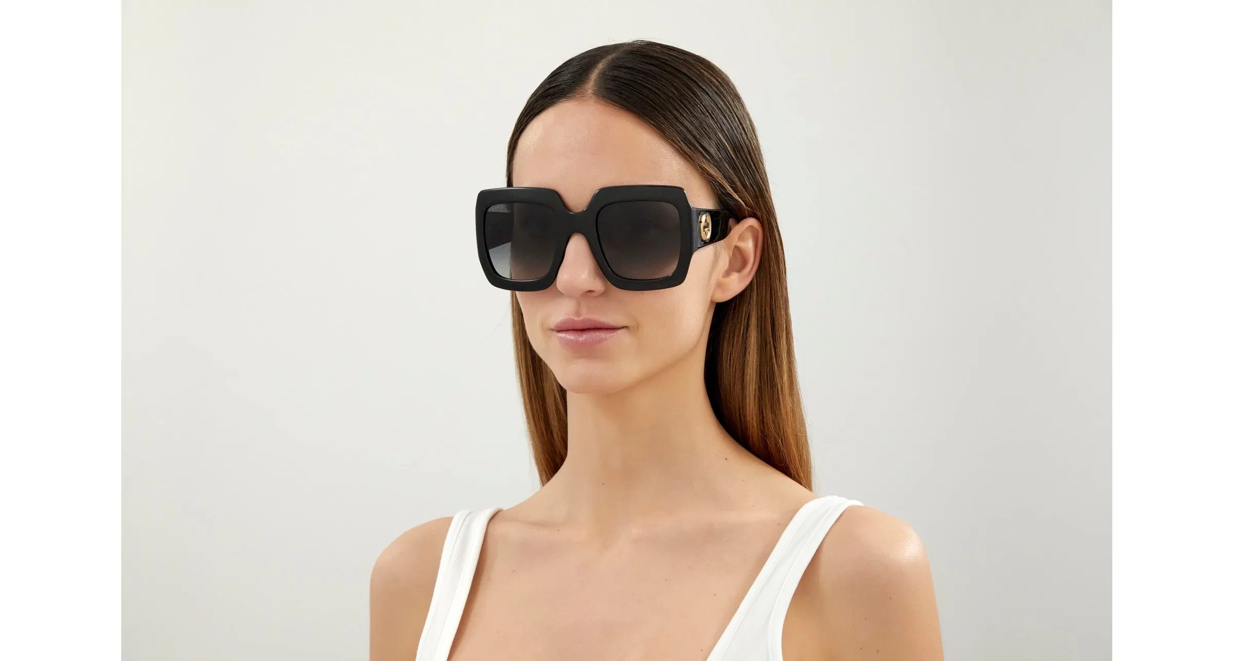 Gucci GG0053SN 001 Occhiali da sole Acetato Nero Grigio Oversize Sfumato - immagine 2