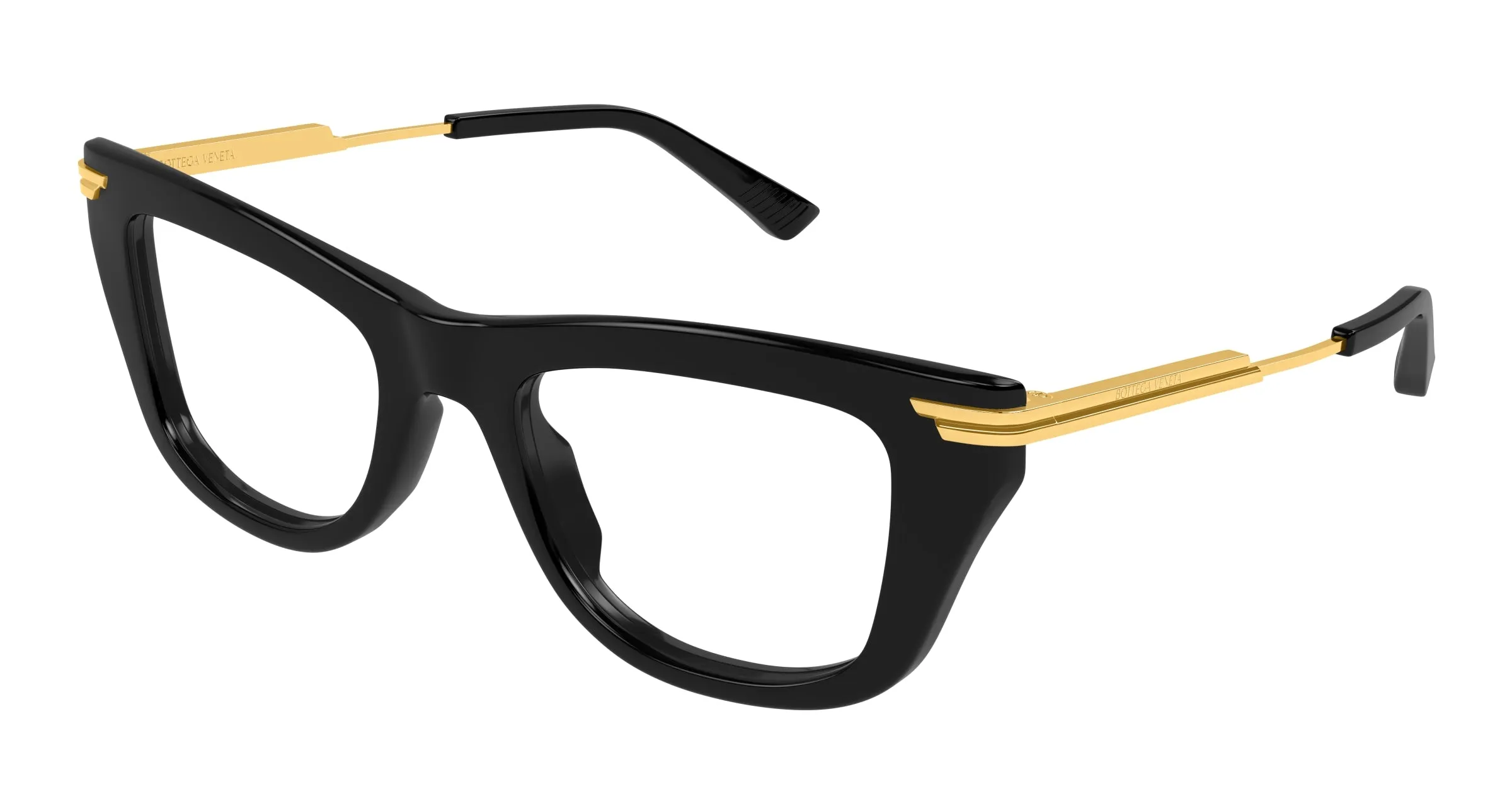 Bottega Veneta BV1370O 001 Montature da vista Acetato Nero Trasparente Squadrata - immagine 1