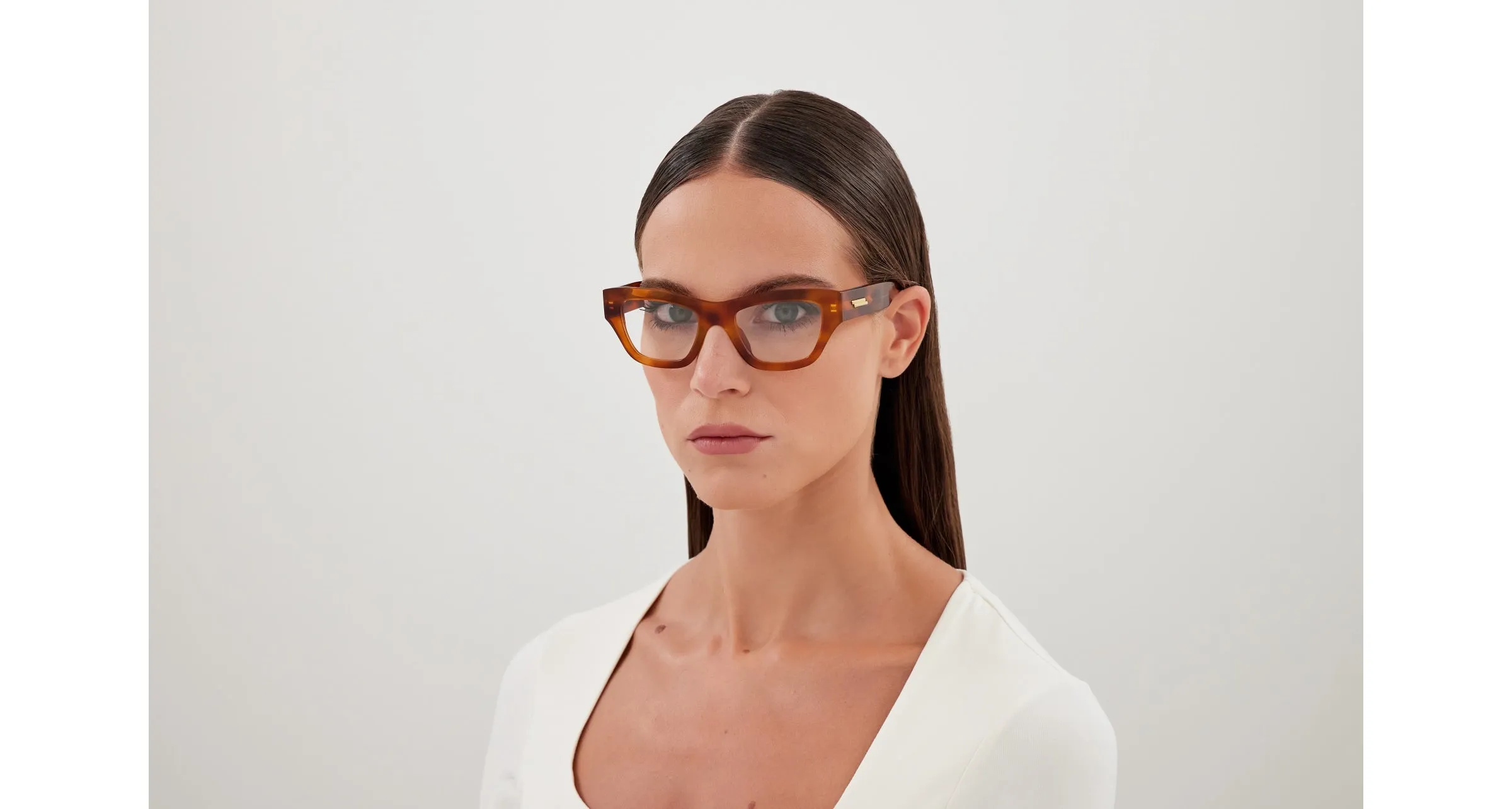 Bottega Veneta BV1360O 002 Montature da vista Acetato Havana Trasparente Squadrata - immagine 4