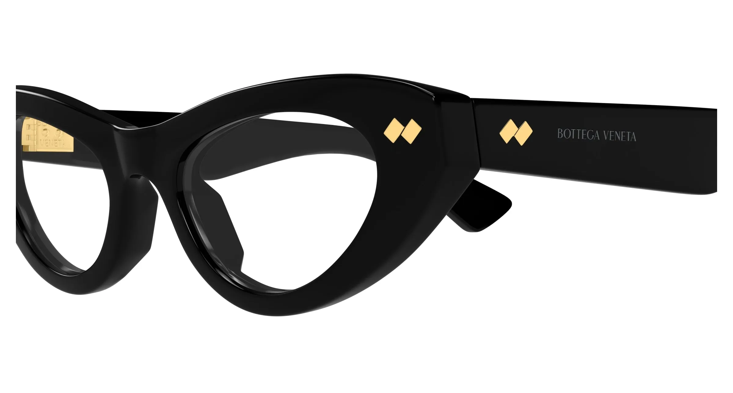 Bottega Veneta BV1354O 001 Montature da vista Acetato Nero Trasparente Cat Eye - immagine 3