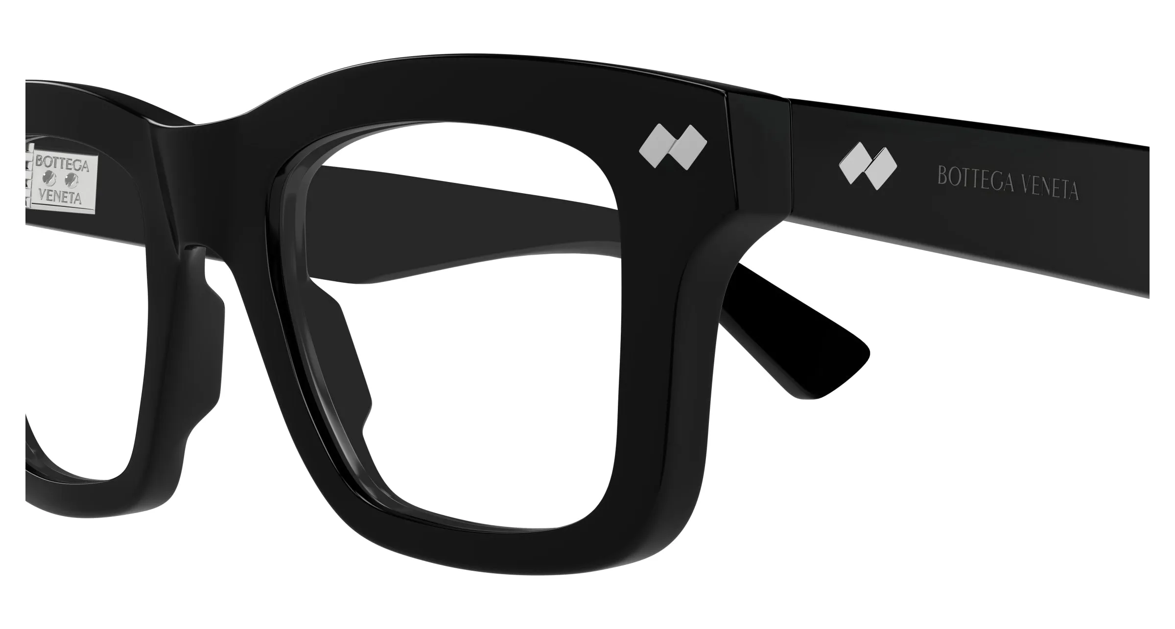 Bottega Veneta BV1353O 005 Montature da vista Acetato Nero Trasparente Squadrata - immagine 3