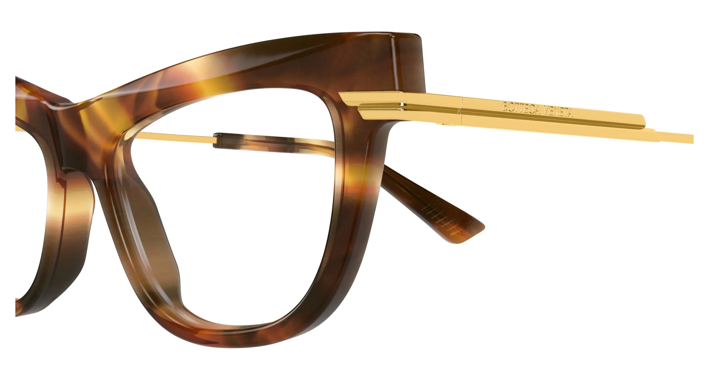 Bottega Veneta BV1266O 005 Montature da vista Acetato Havana Trasparente Cat Eye - immagine 3