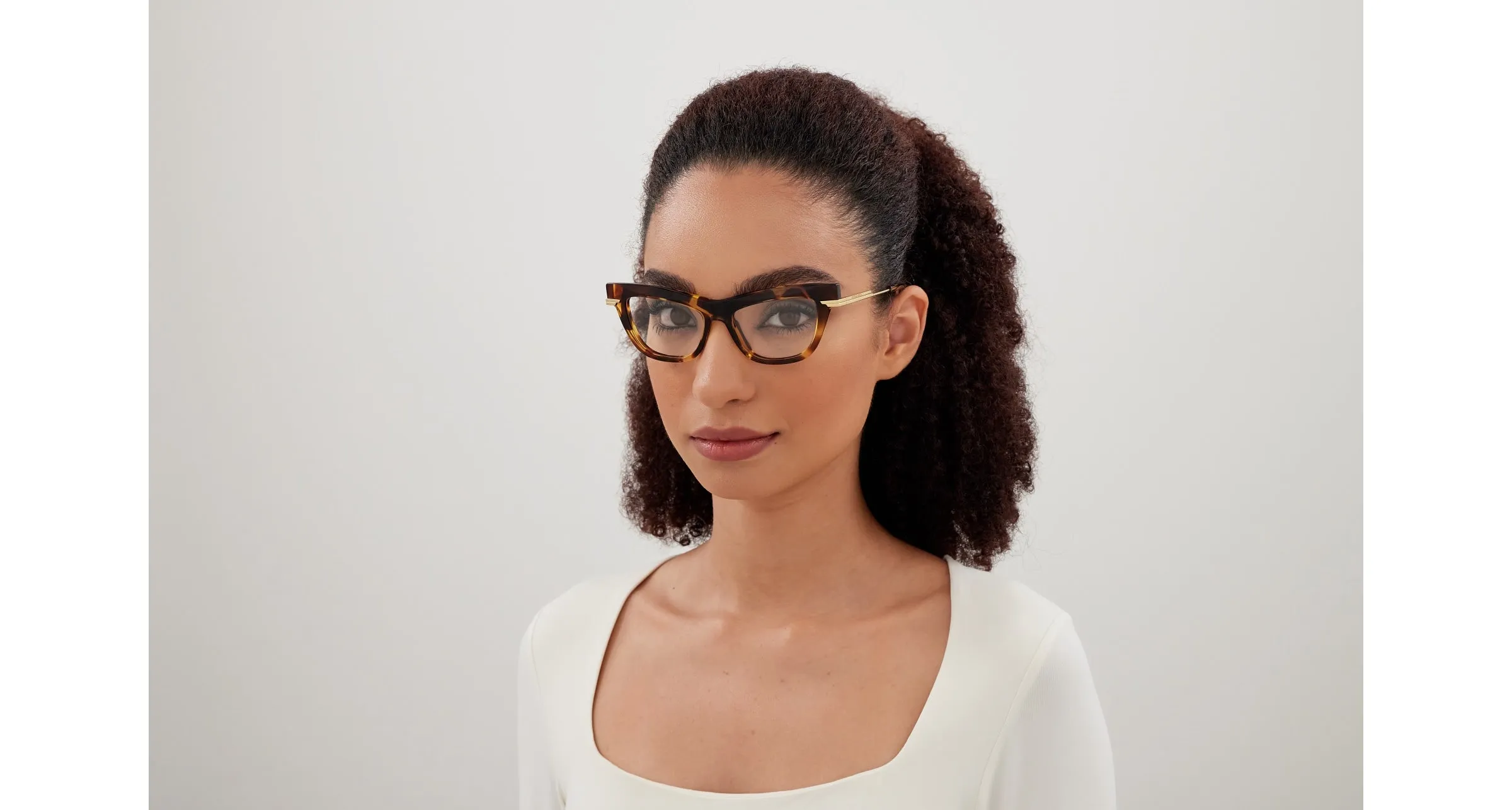 Bottega Veneta BV1266O 005 Montature da vista Acetato Havana Trasparente Cat Eye - immagine 4