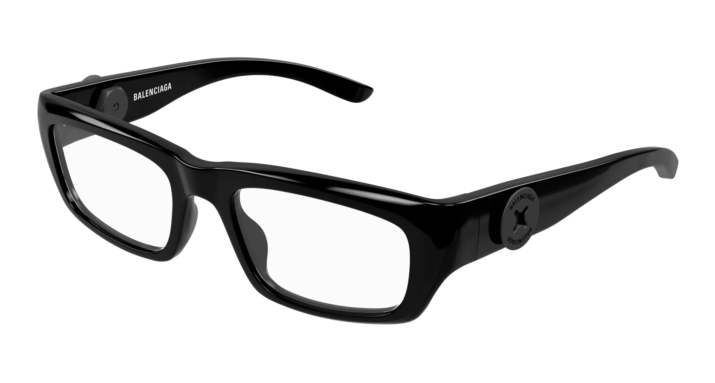 Balenciaga BB0411O 001 Montature da vista Acetato Nero Trasparente Squadrata - immagine 1