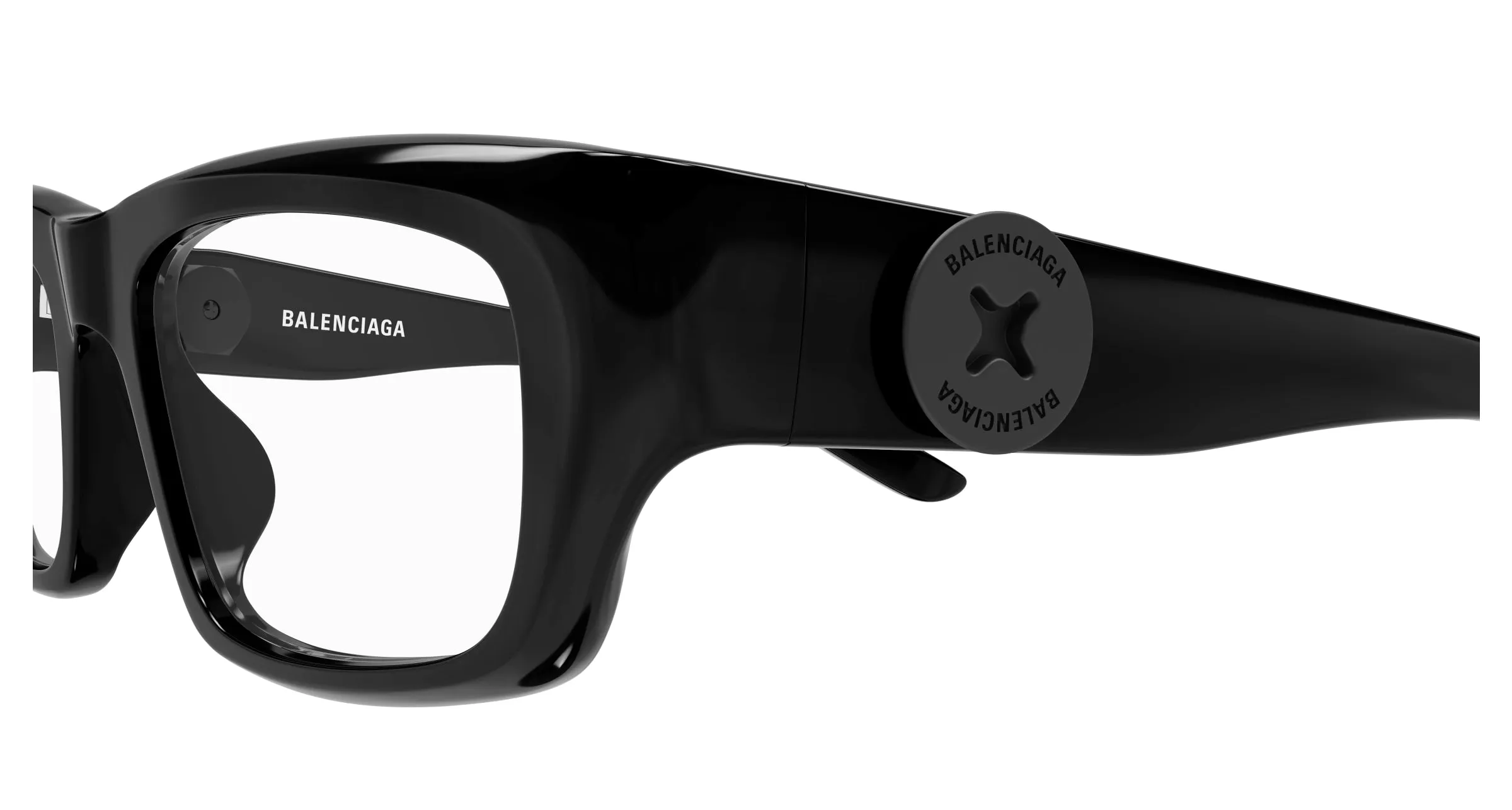 Balenciaga BB0411O 001 Montature da vista Acetato Nero Trasparente Squadrata - immagine 3