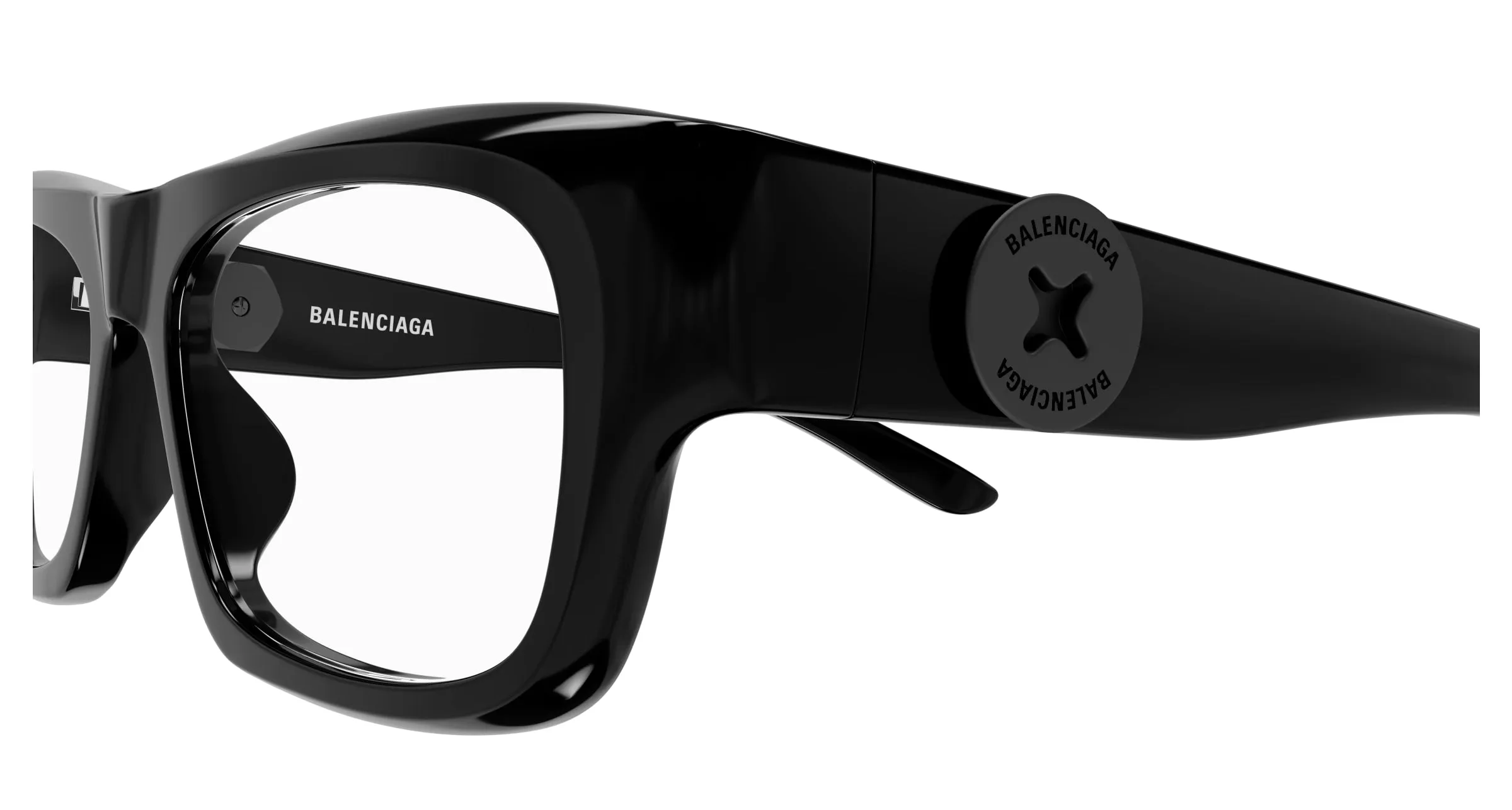 Balenciaga BB0410O 001 Montature da vista Acetato Nero Trasparente Squadrata - immagine 3