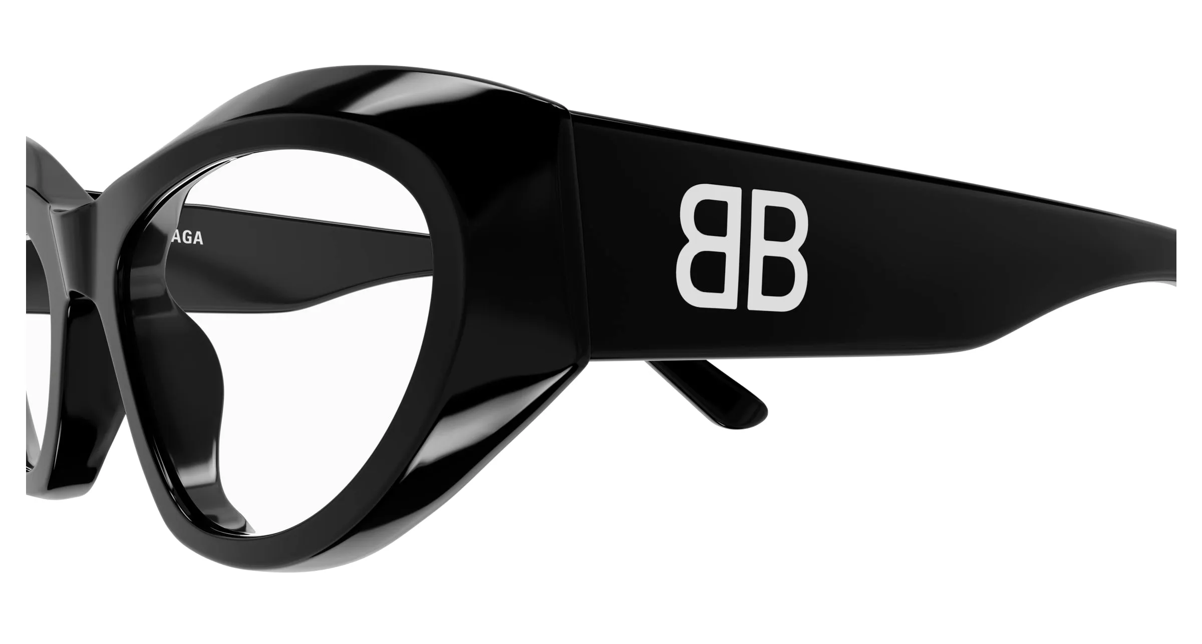 Balenciaga BB0400O 001 Montature da vista Acetato Nero Trasparente Cat Eye - immagine 3