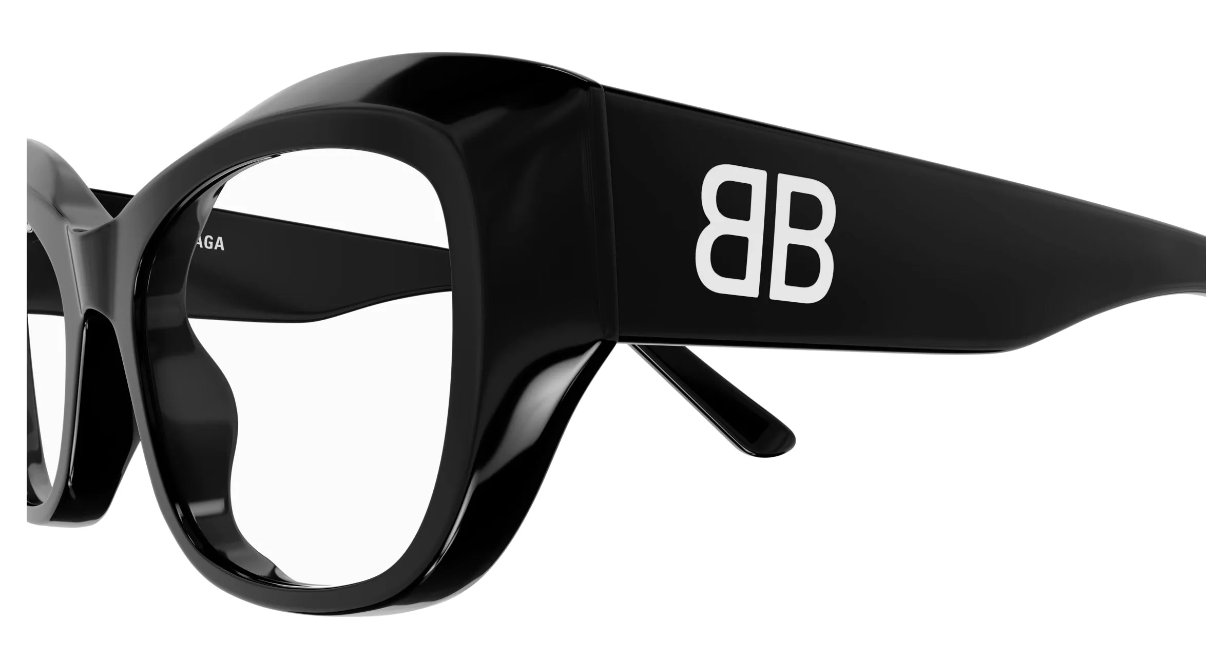 Balenciaga BB0398O 001 Montature da vista Acetato Nero Trasparente Farfalla - immagine 3