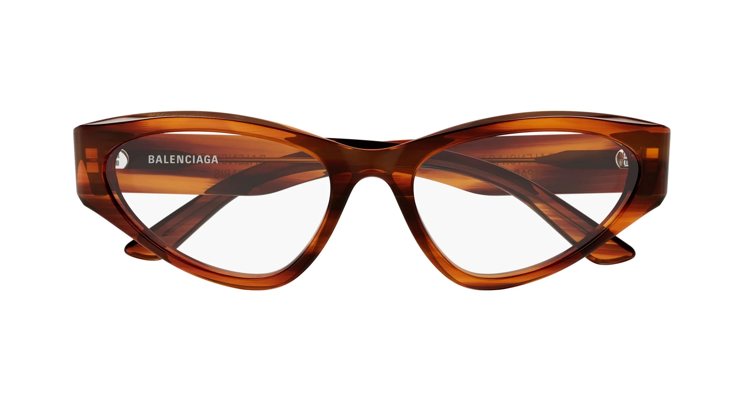 Balenciaga BB0391O 002 Montature da vista Acetato Havana Trasparente Cat Eye - immagine 2