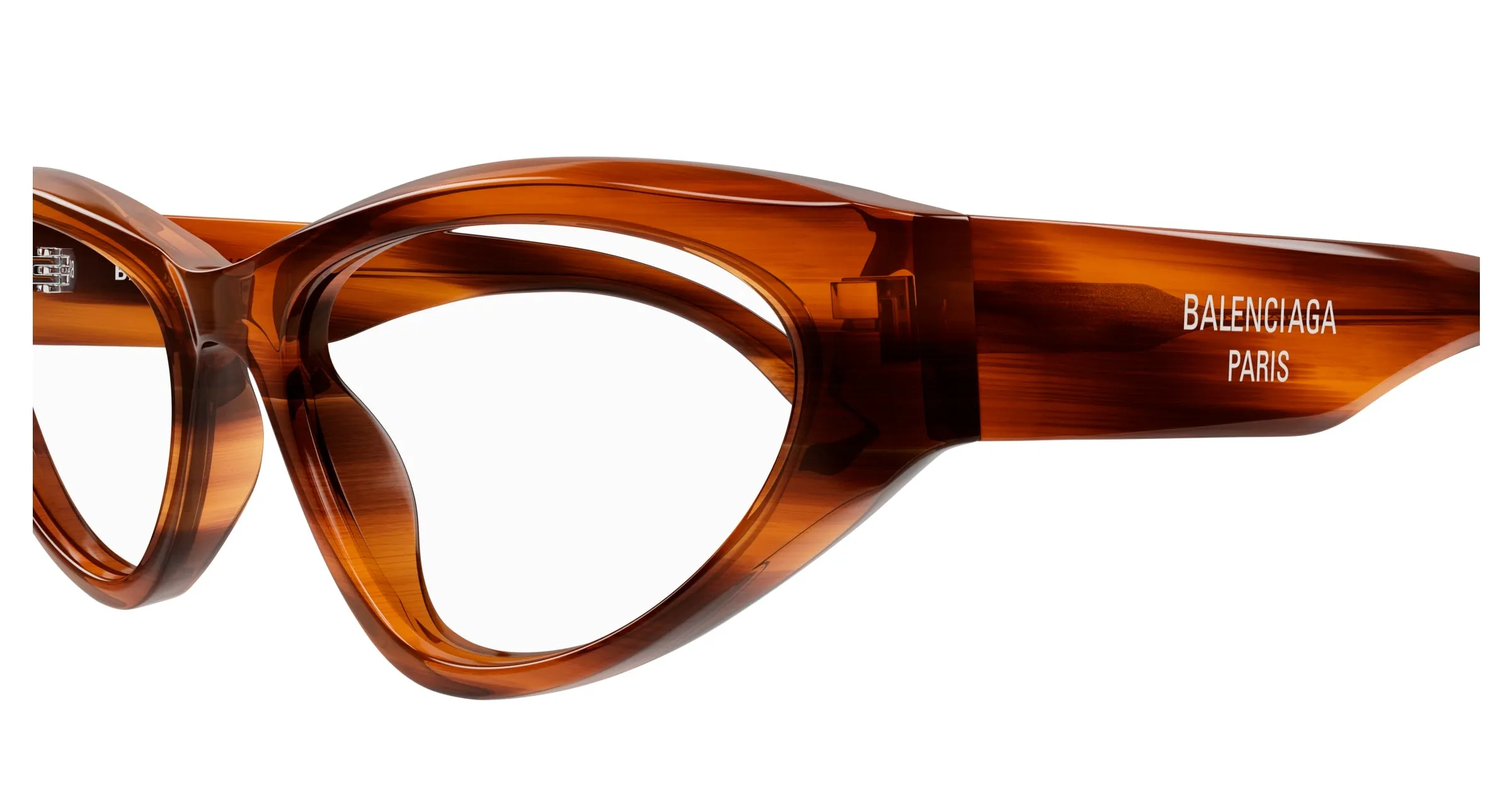 Balenciaga BB0391O 002 Montature da vista Acetato Havana Trasparente Cat Eye - immagine 3