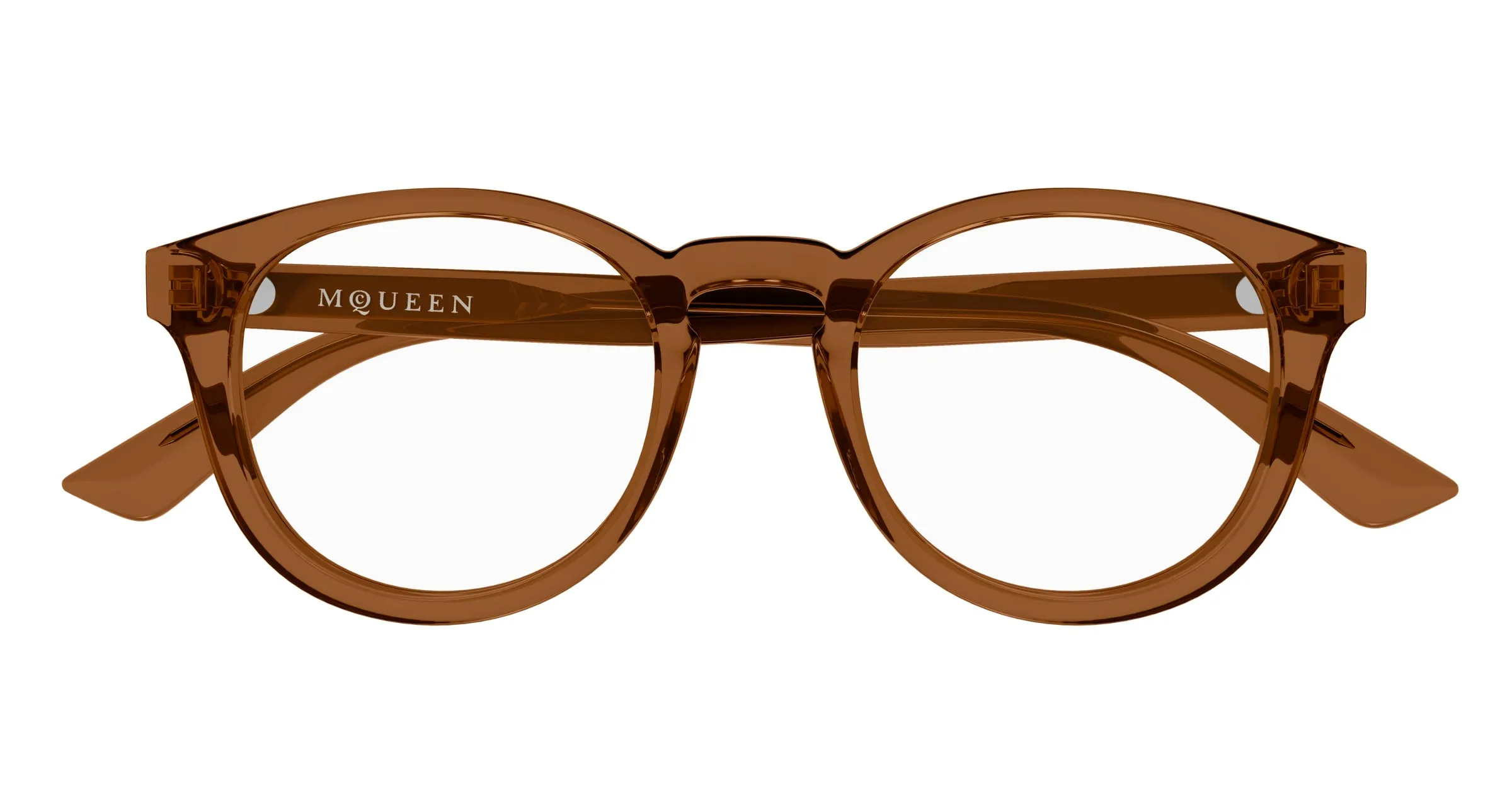 Alexander McQueen AM0514O 004 Montature da vista Acetato Marrone Trasparente Rotonda - immagine 2