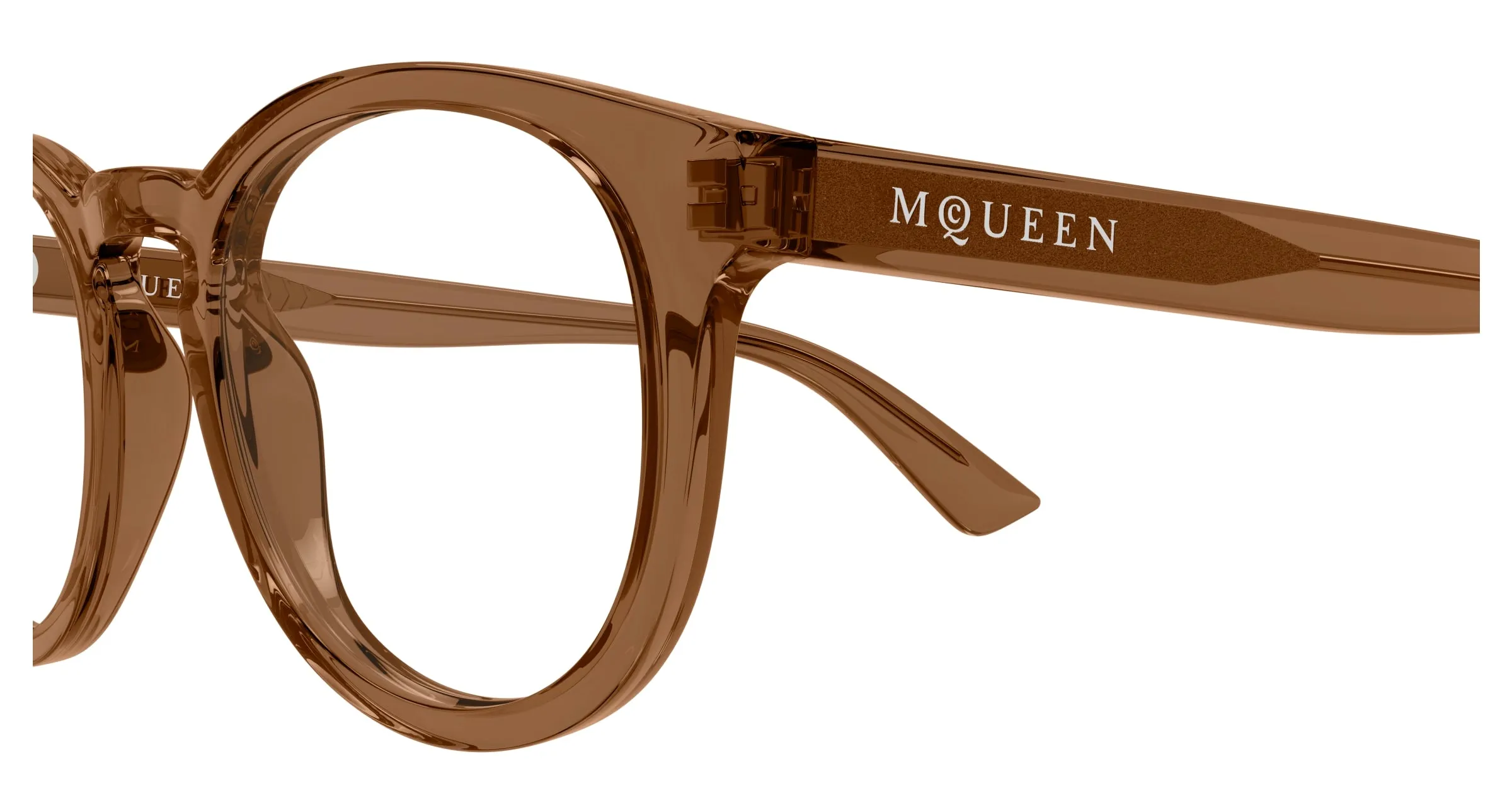 Alexander McQueen AM0514O 004 Montature da vista Acetato Marrone Trasparente Rotonda - immagine 3