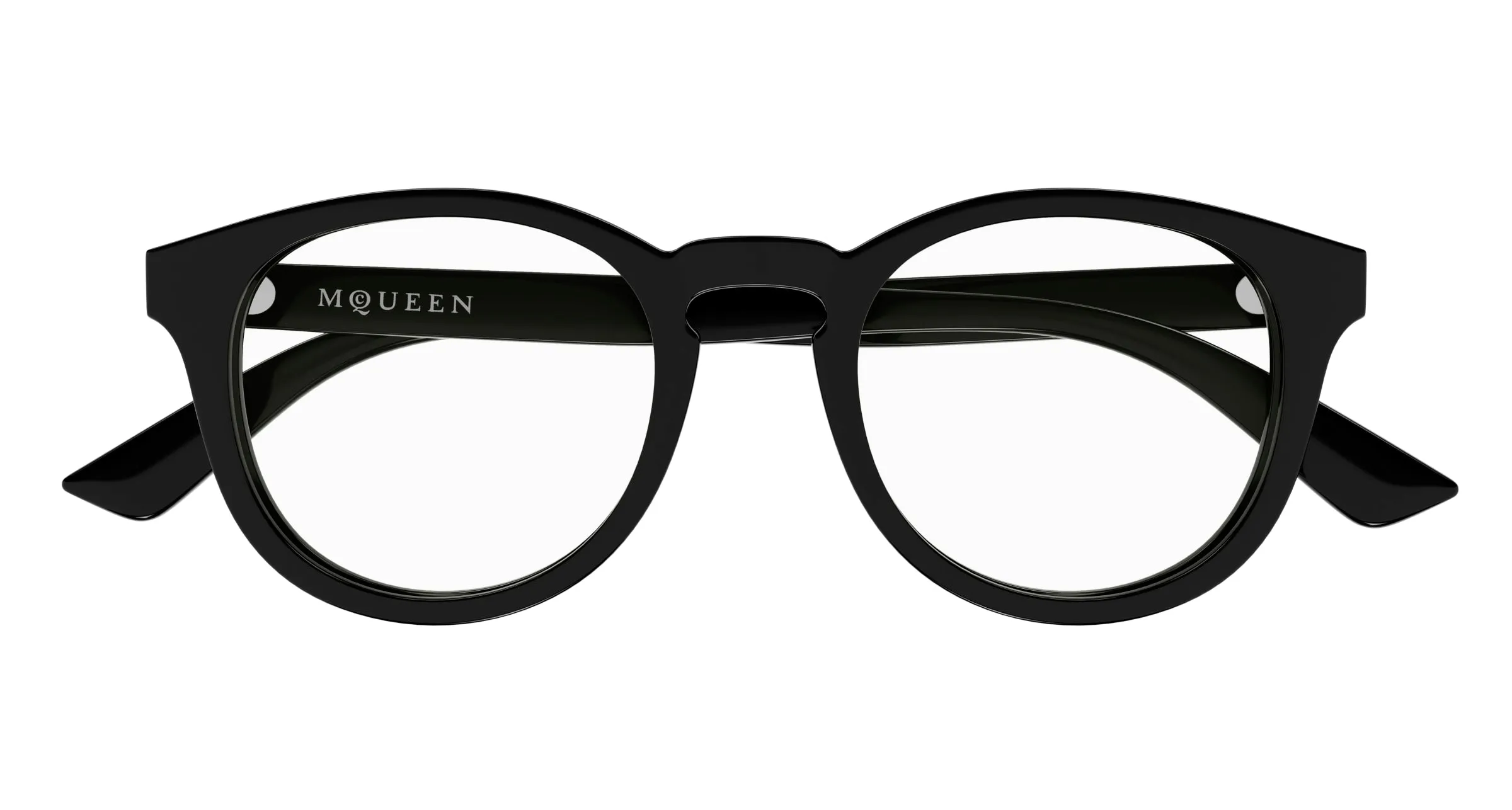 Alexander McQueen AM0514O 001 Montature da vista Acetato Nero Trasparente Rotonda - immagine 2