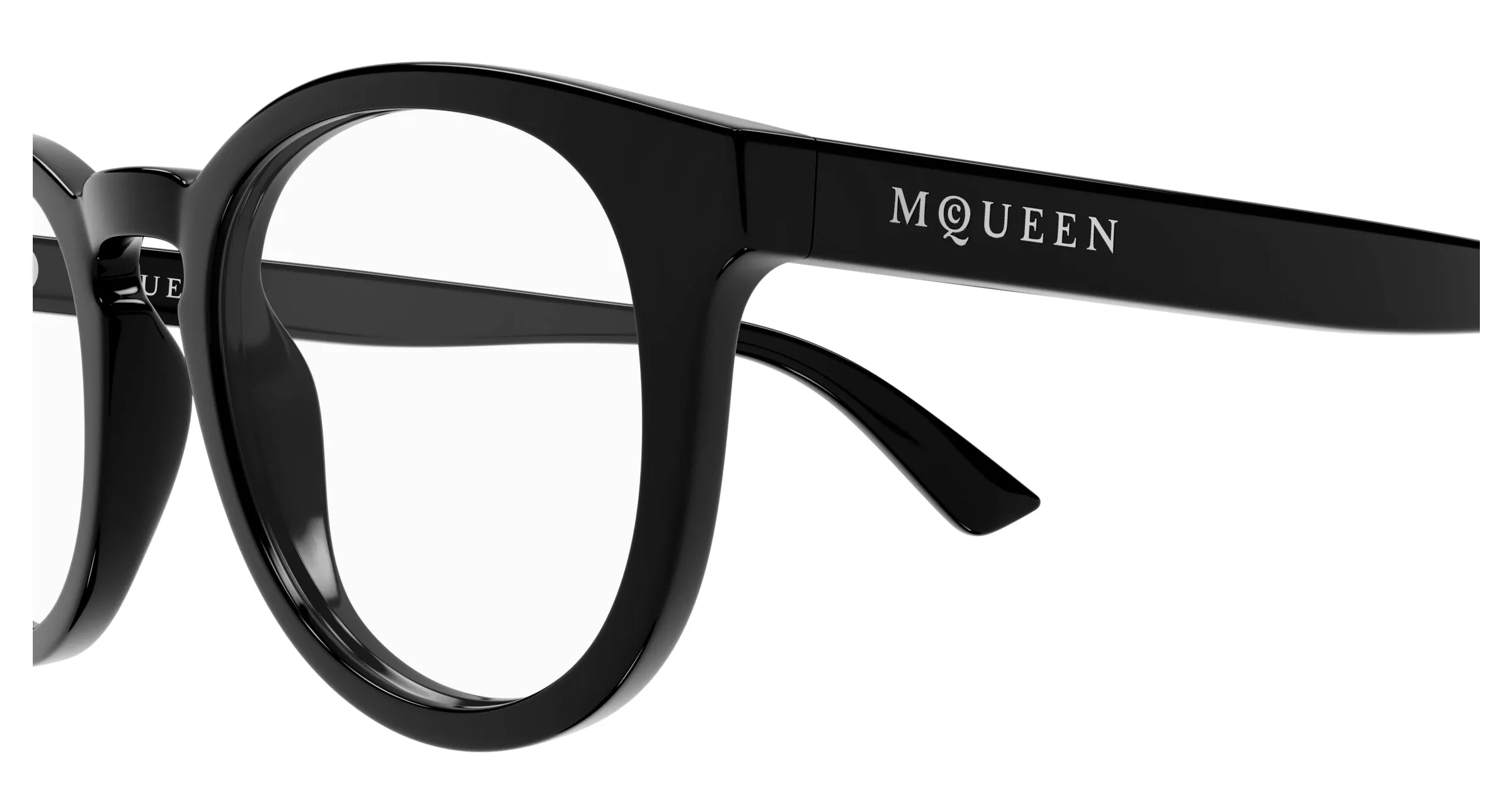 Alexander McQueen AM0514O 001 Montature da vista Acetato Nero Trasparente Rotonda - immagine 3
