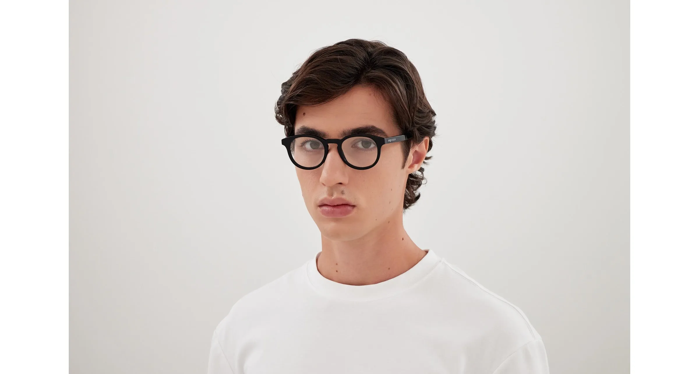 Alexander McQueen AM0514O 001 Montature da vista Acetato Nero Trasparente Rotonda - immagine 4