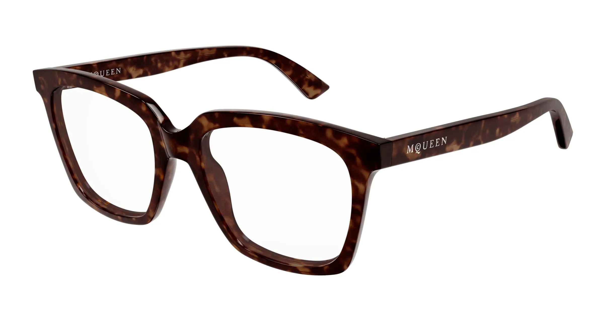 Alexander McQueen AM0513O 002 Montature da vista Acetato Havana Trasparente Cat Eye - immagine 1