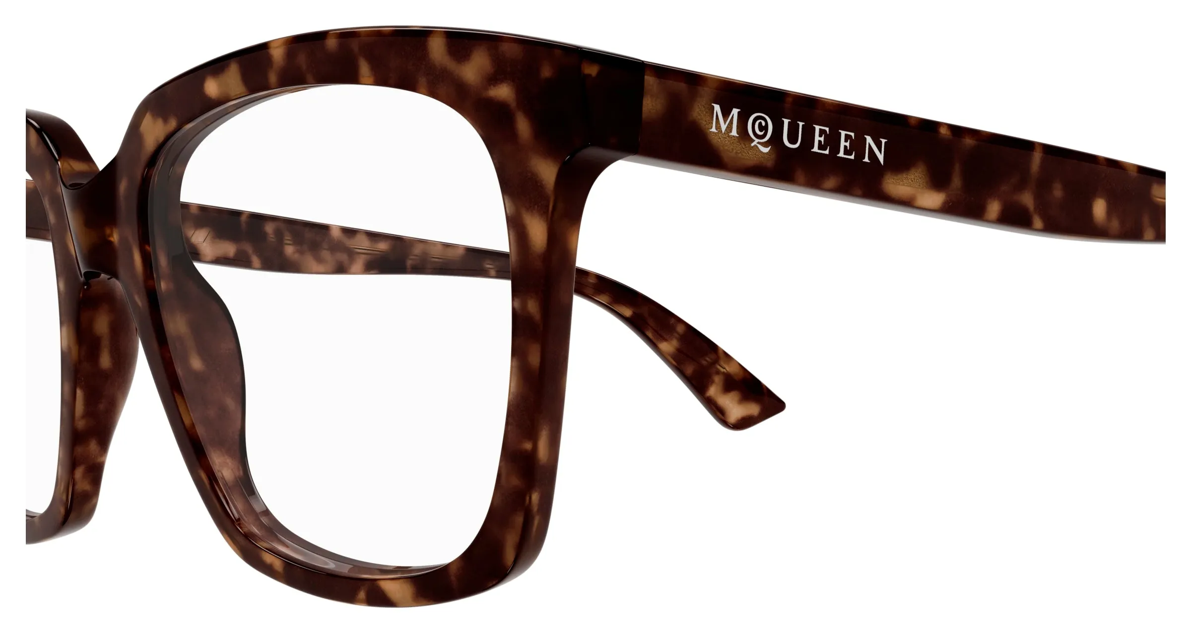 Alexander McQueen AM0513O 002 Montature da vista Acetato Havana Trasparente Cat Eye - immagine 3