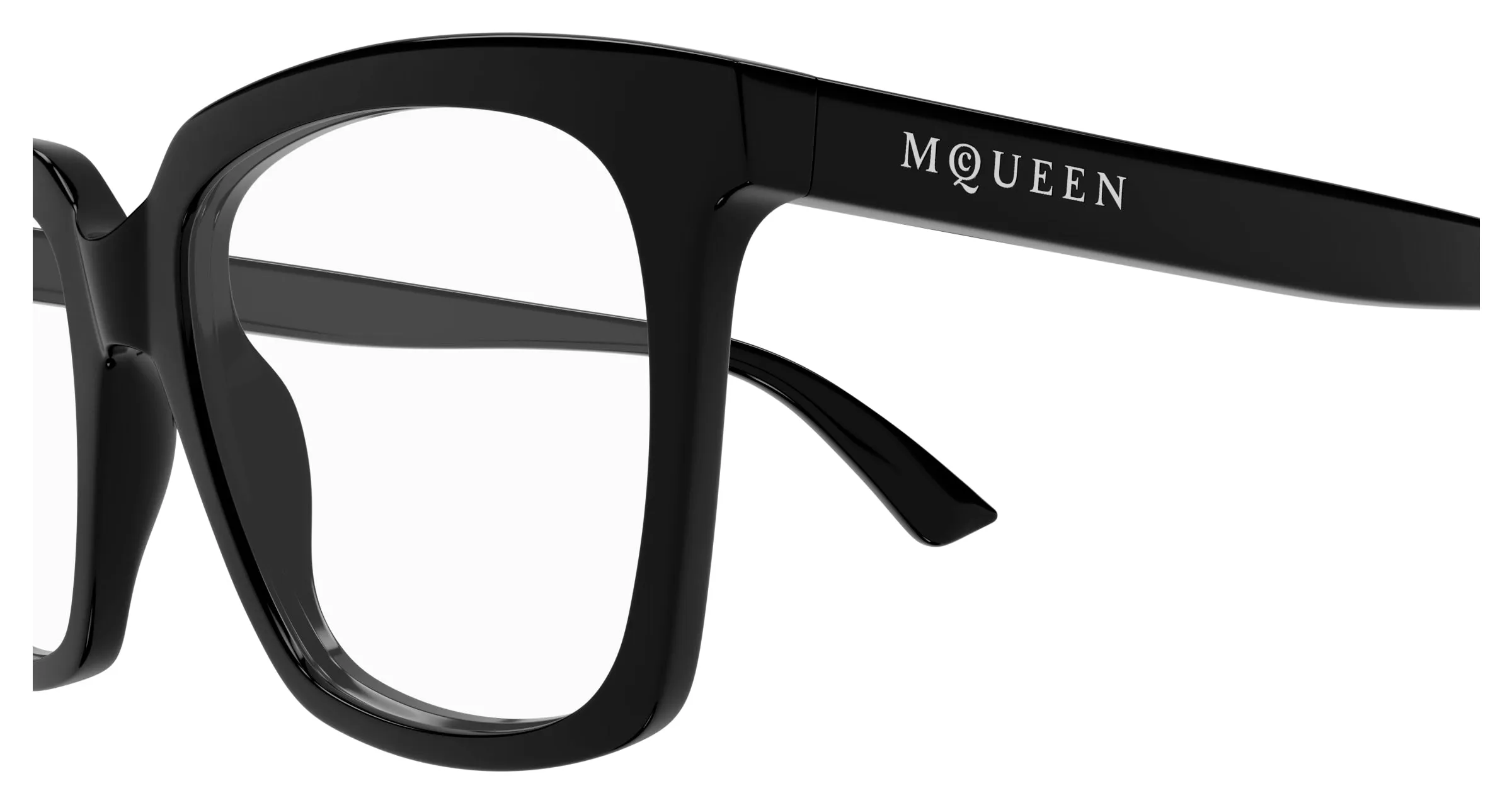 Alexander McQueen AM0513O 001 Montature da vista Acetato Nero Trasparente Cat Eye - immagine 3