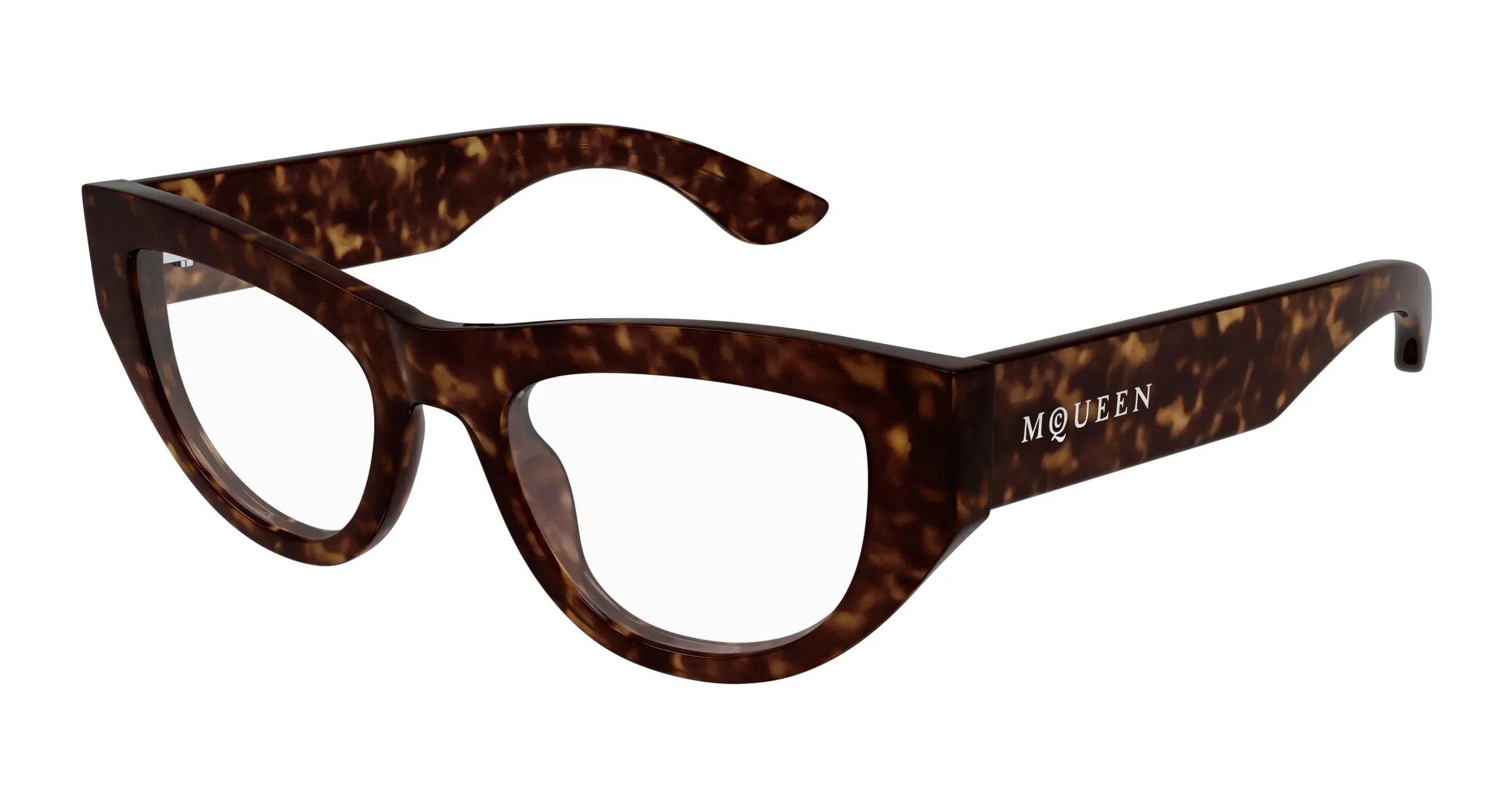 Alexander McQueen AM0512O 002 Montature da vista Acetato Havana Trasparente Cat Eye - immagine 1