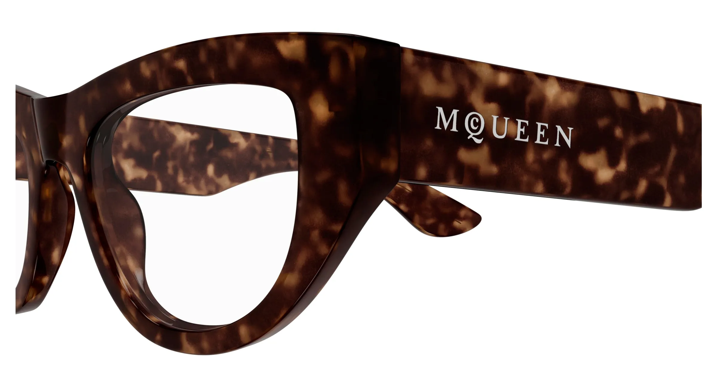 Alexander McQueen AM0512O 002 Montature da vista Acetato Havana Trasparente Cat Eye - immagine 3