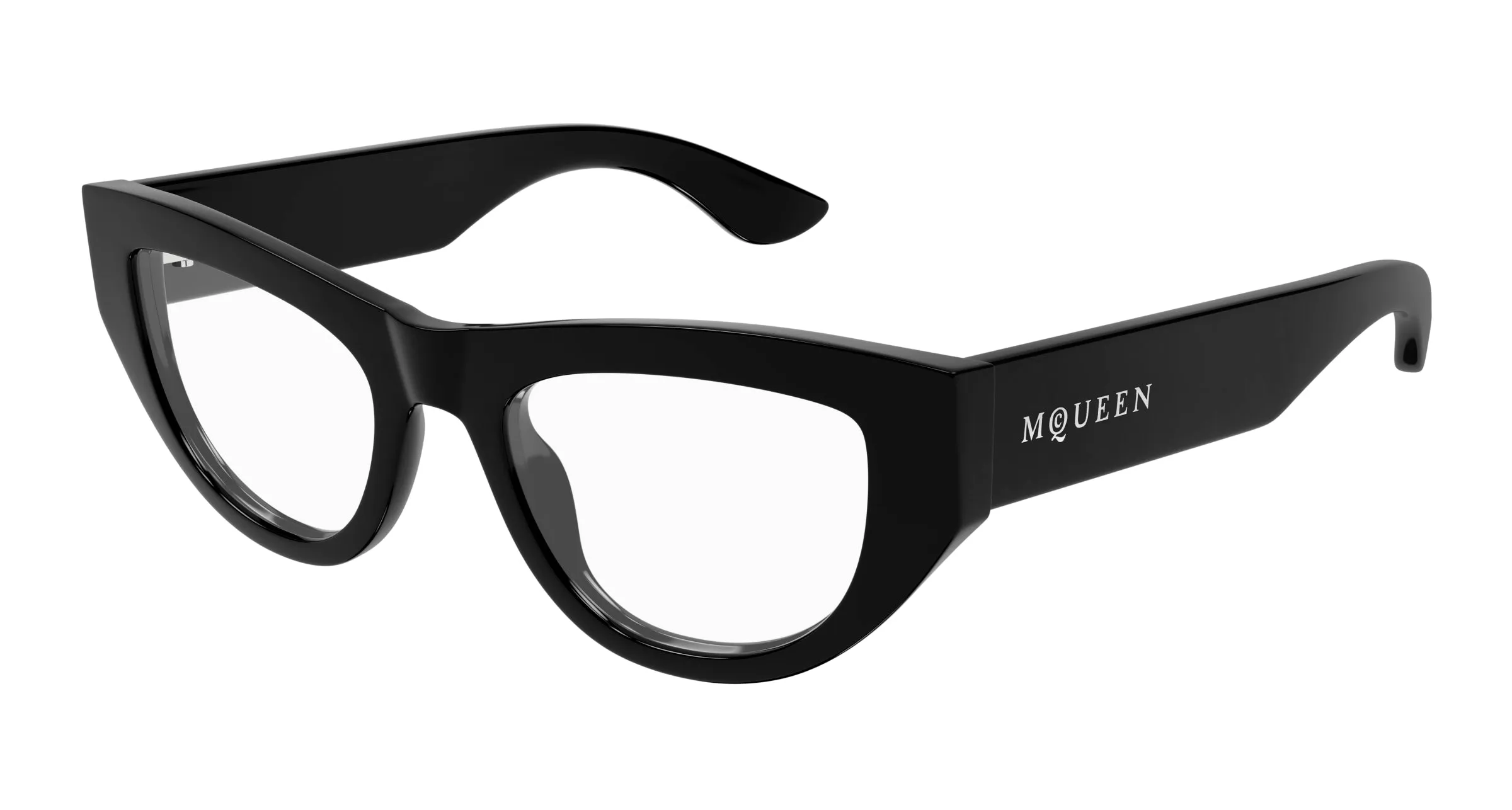 Alexander McQueen AM0512O 001 Montature da vista Acetato Nero Trasparente Cat Eye - immagine 1