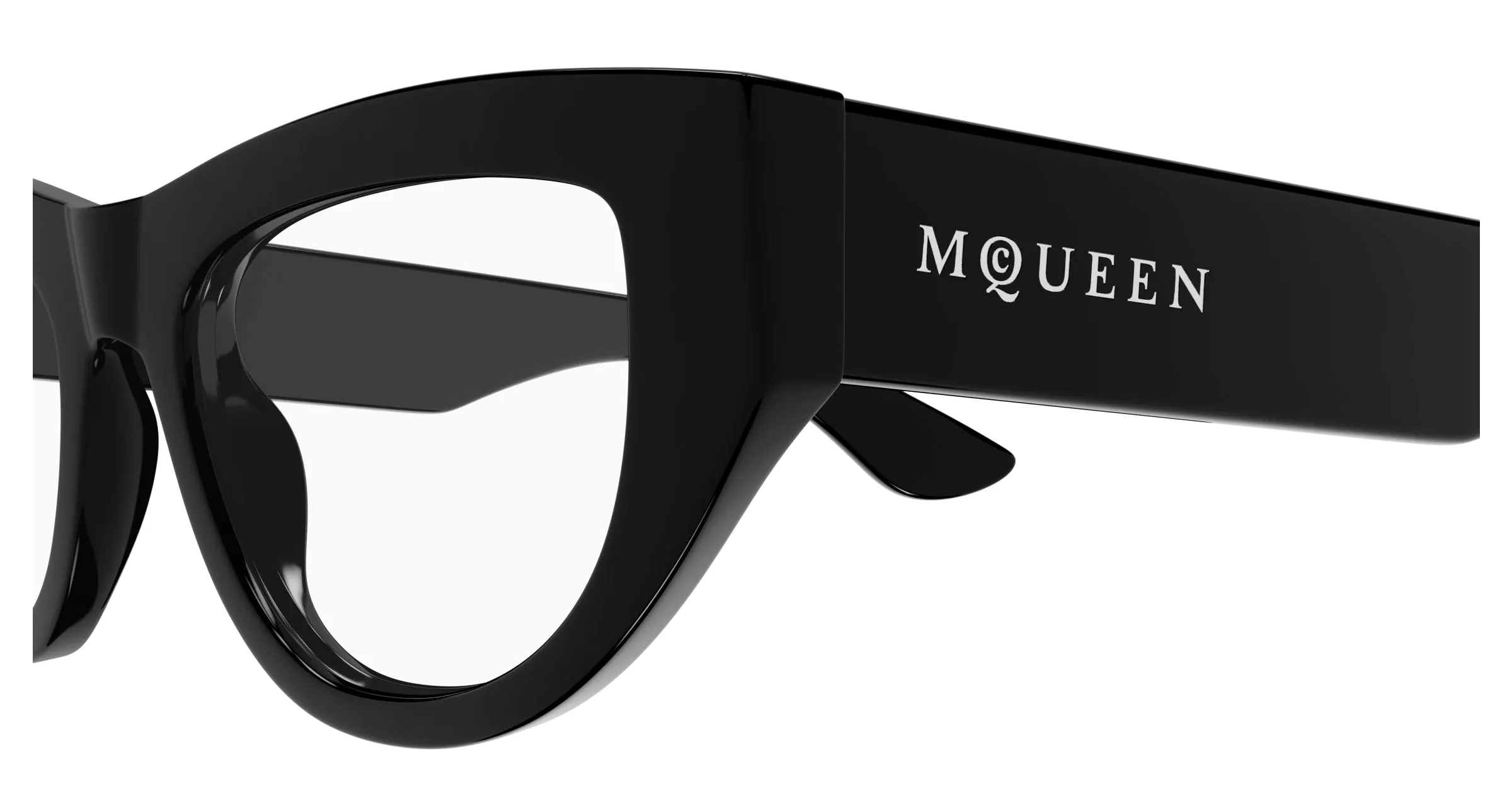 Alexander McQueen AM0512O 001 Montature da vista Acetato Nero Trasparente Cat Eye - immagine 3