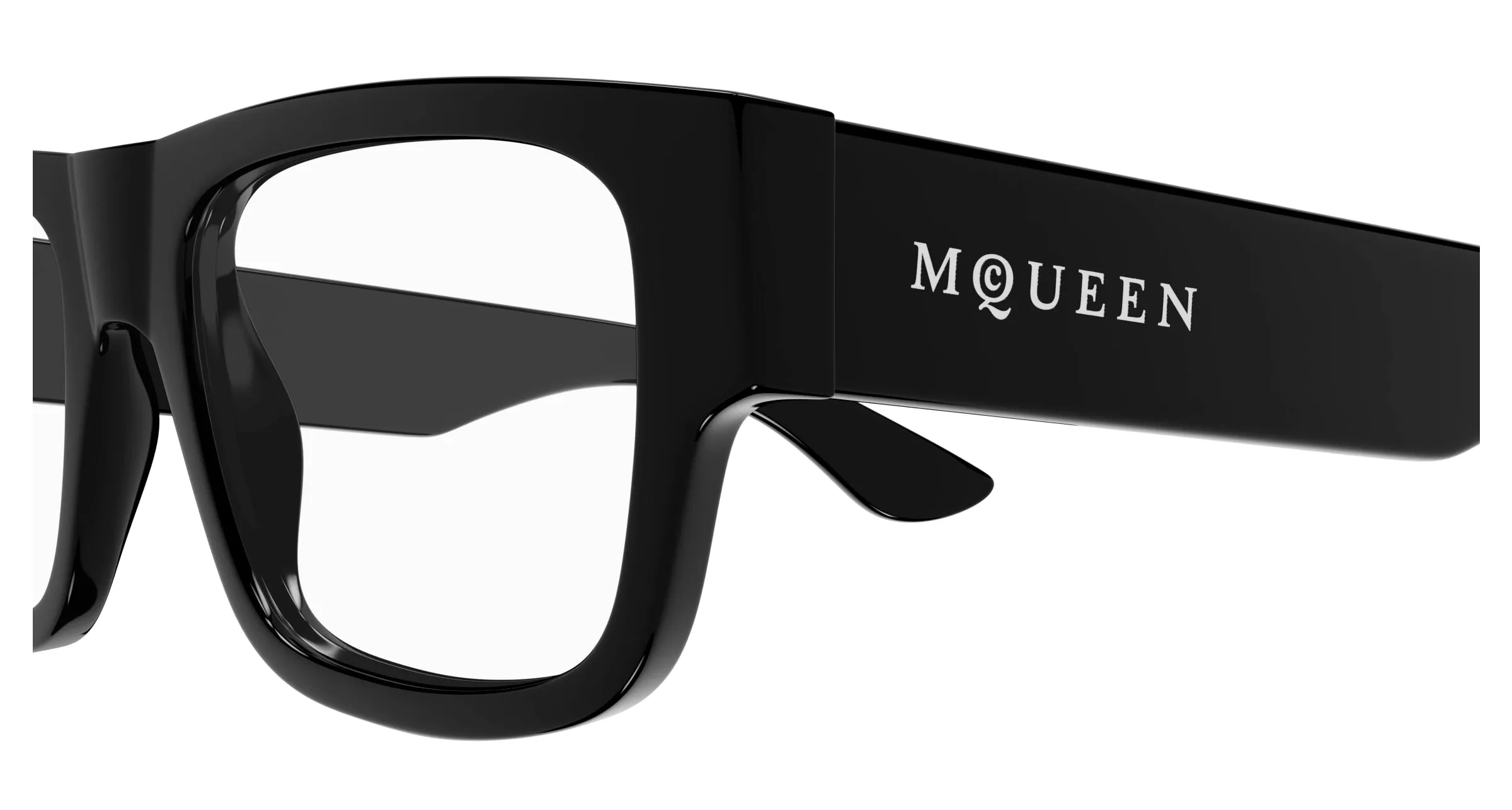 Alexander McQueen AM0511O 001 Montature da vista Acetato Nero Trasparente Squadrata - immagine 3