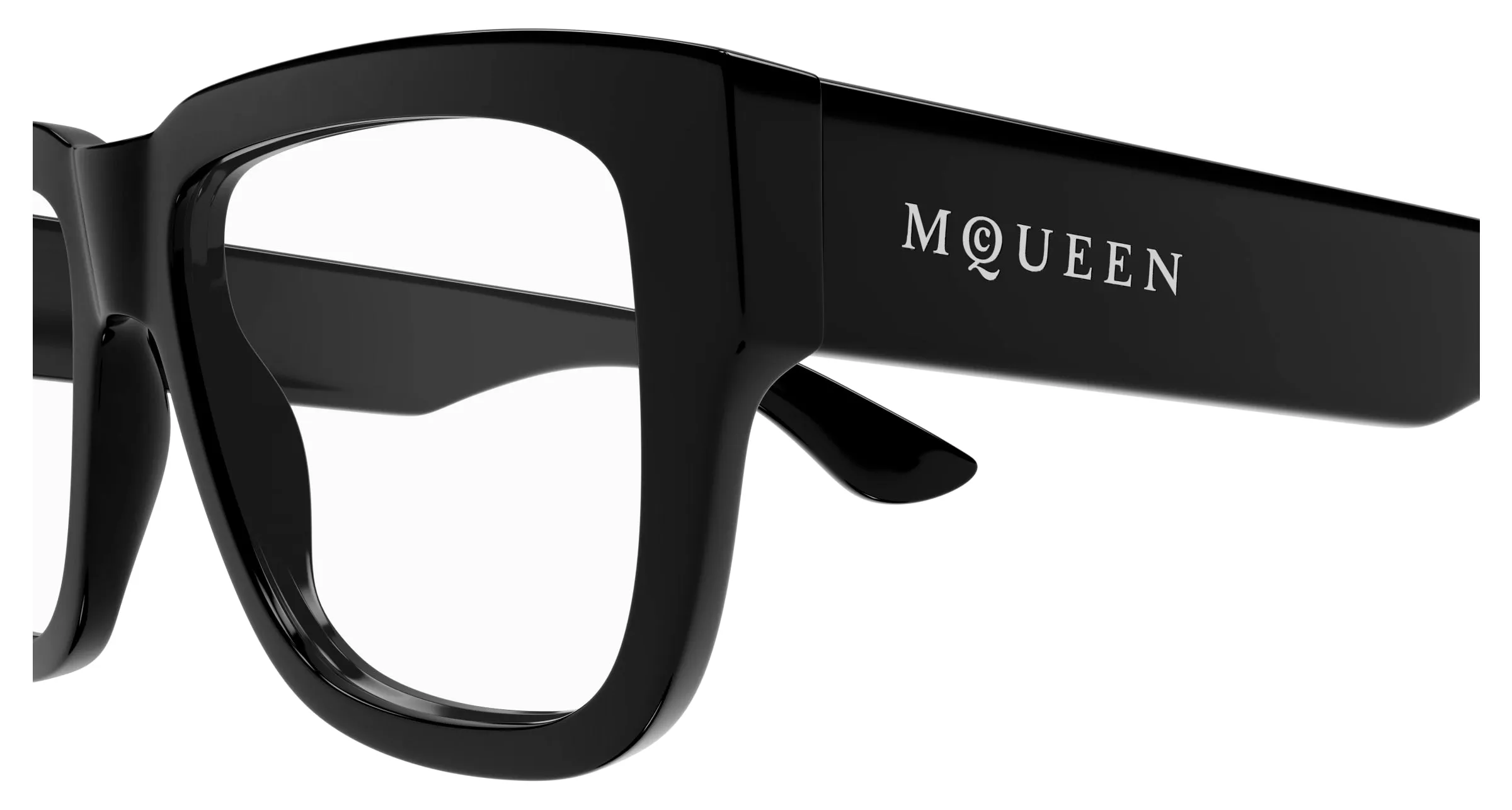 Alexander McQueen AM0510O 001 Montature da vista Acetato Nero Trasparente Squadrata - immagine 3
