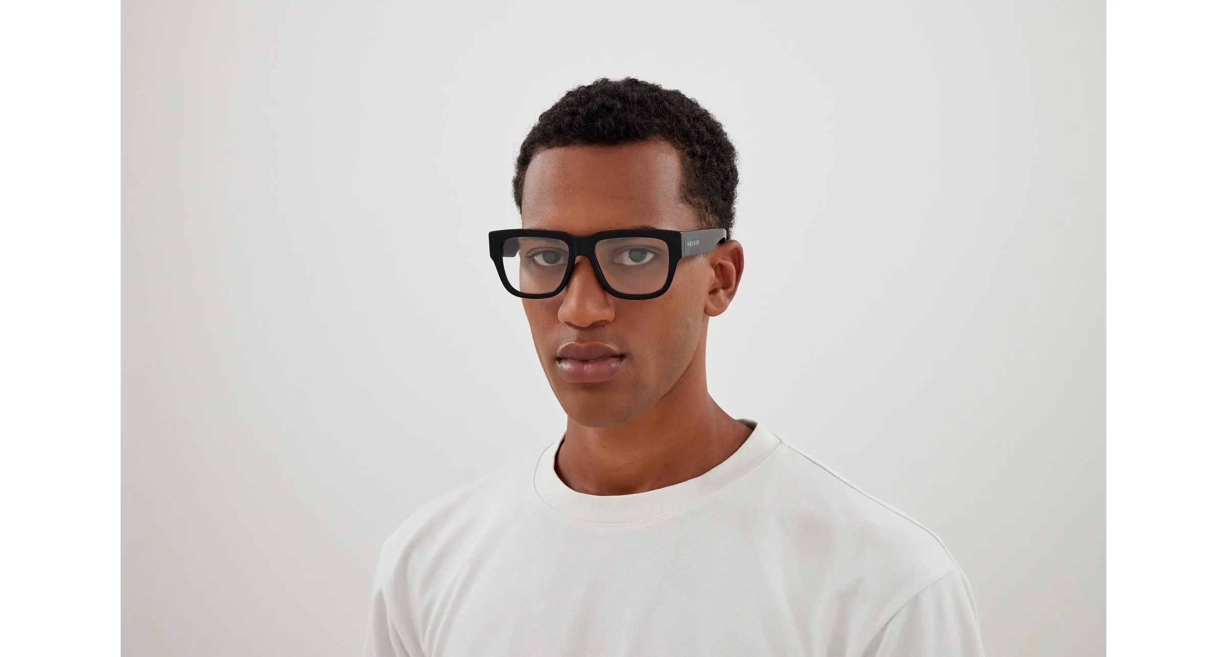 Alexander McQueen AM0510O 001 Montature da vista Acetato Nero Trasparente Squadrata - immagine 4