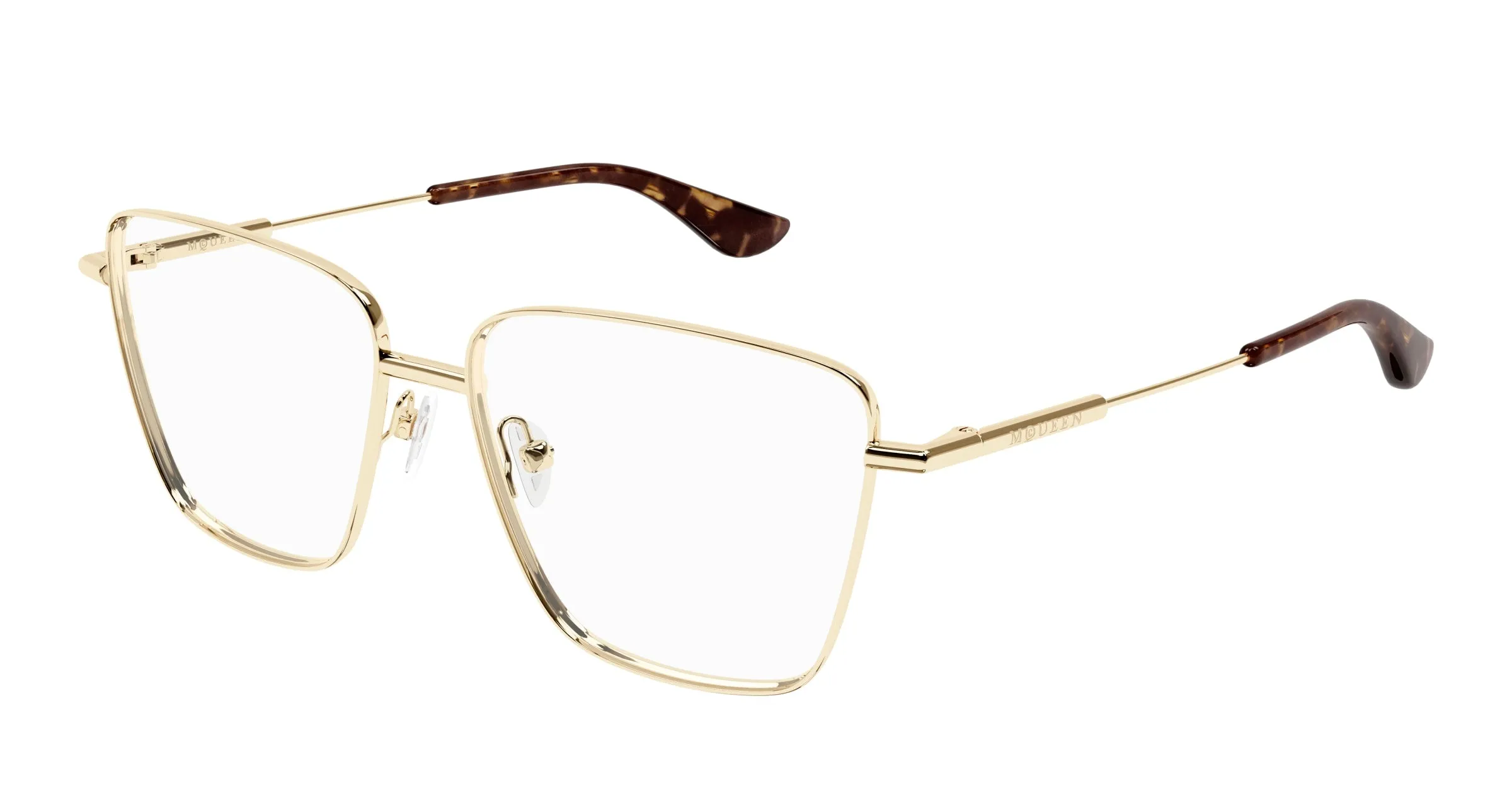 Alexander McQueen AM0503O 002 Montature da vista Metallo Oro Trasparente Squadrata - immagine 1