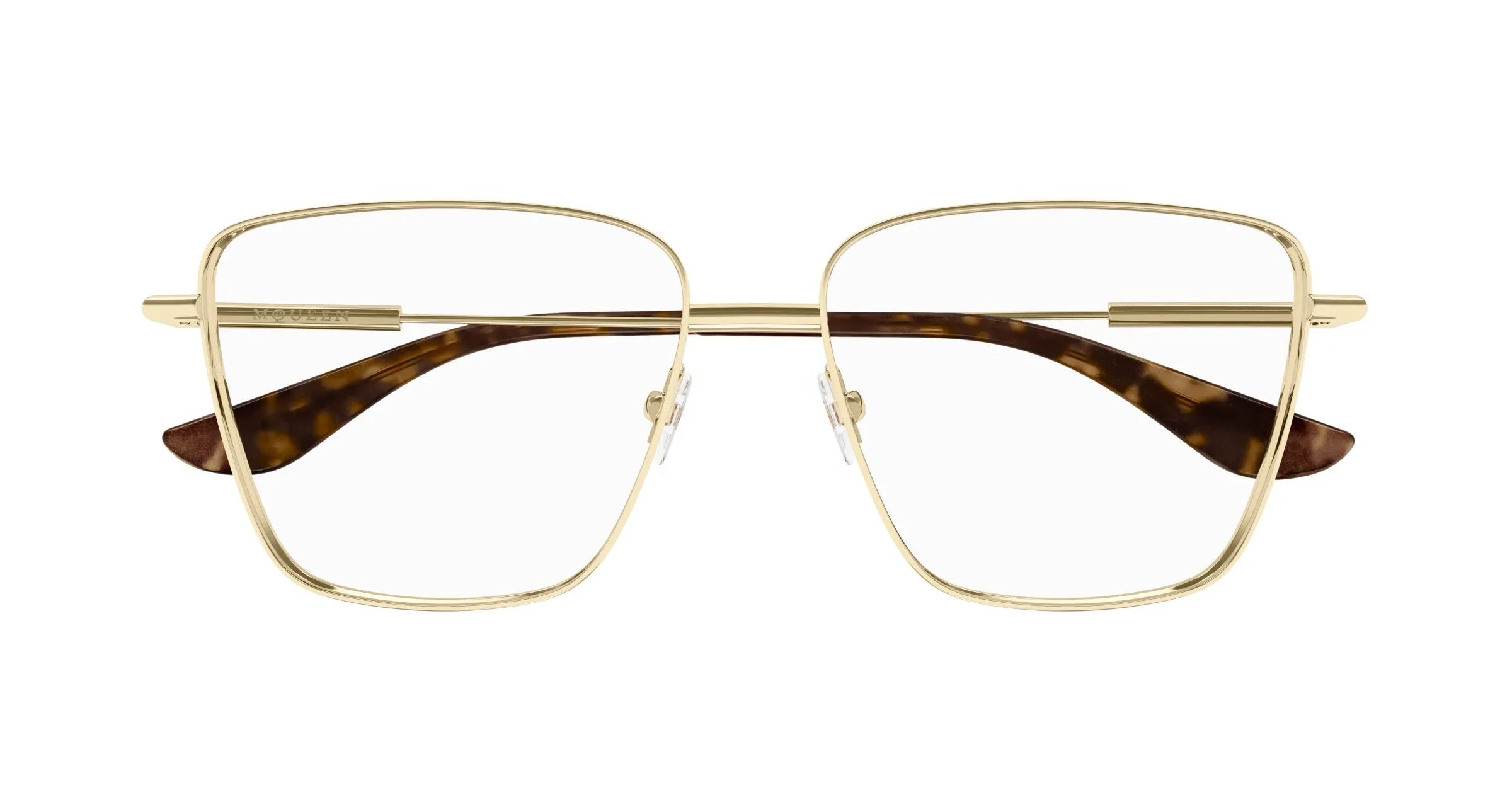 Alexander McQueen AM0503O 002 Montature da vista Metallo Oro Trasparente Squadrata - immagine 2