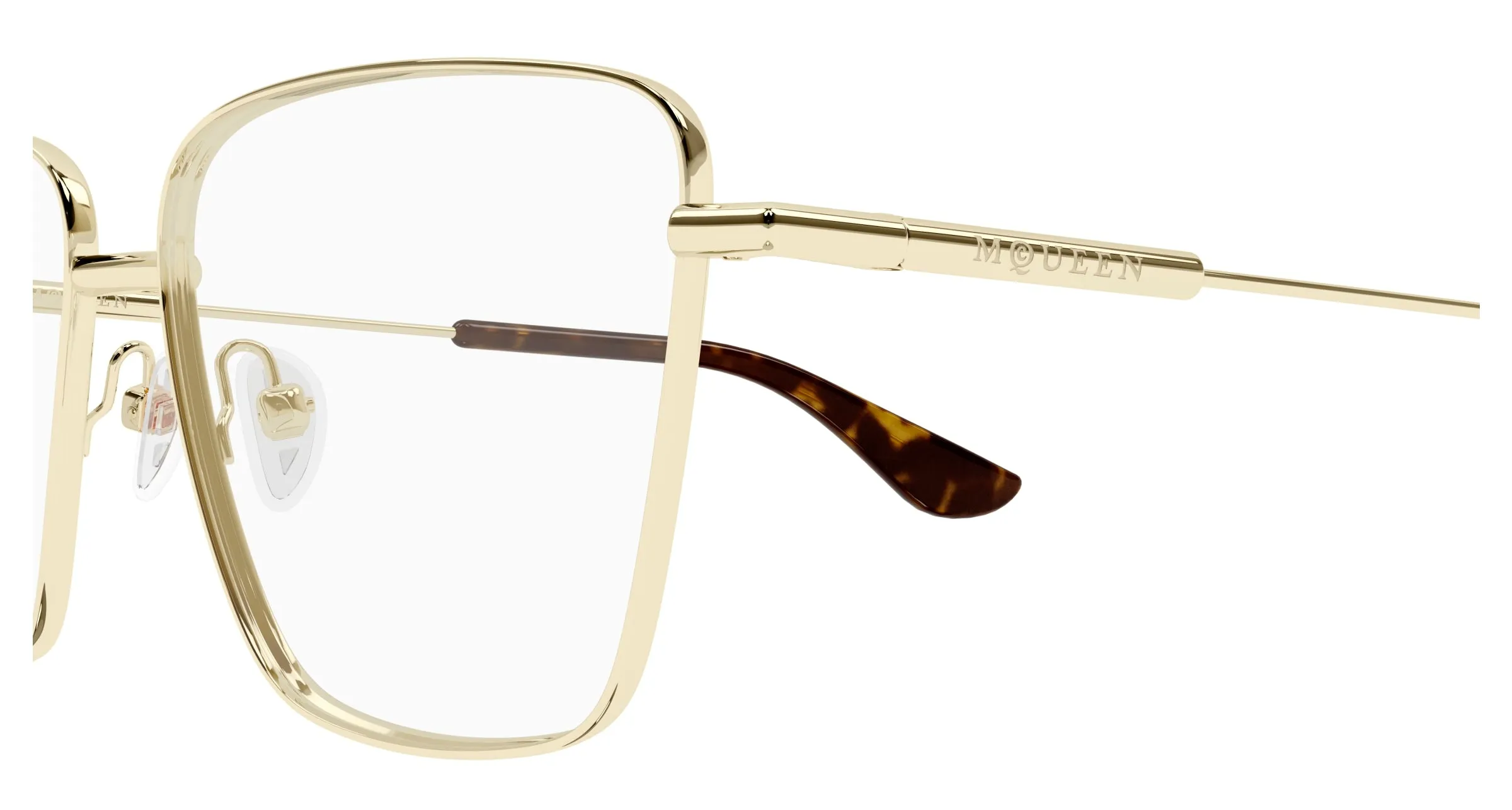 Alexander McQueen AM0503O 002 Montature da vista Metallo Oro Trasparente Squadrata - immagine 3