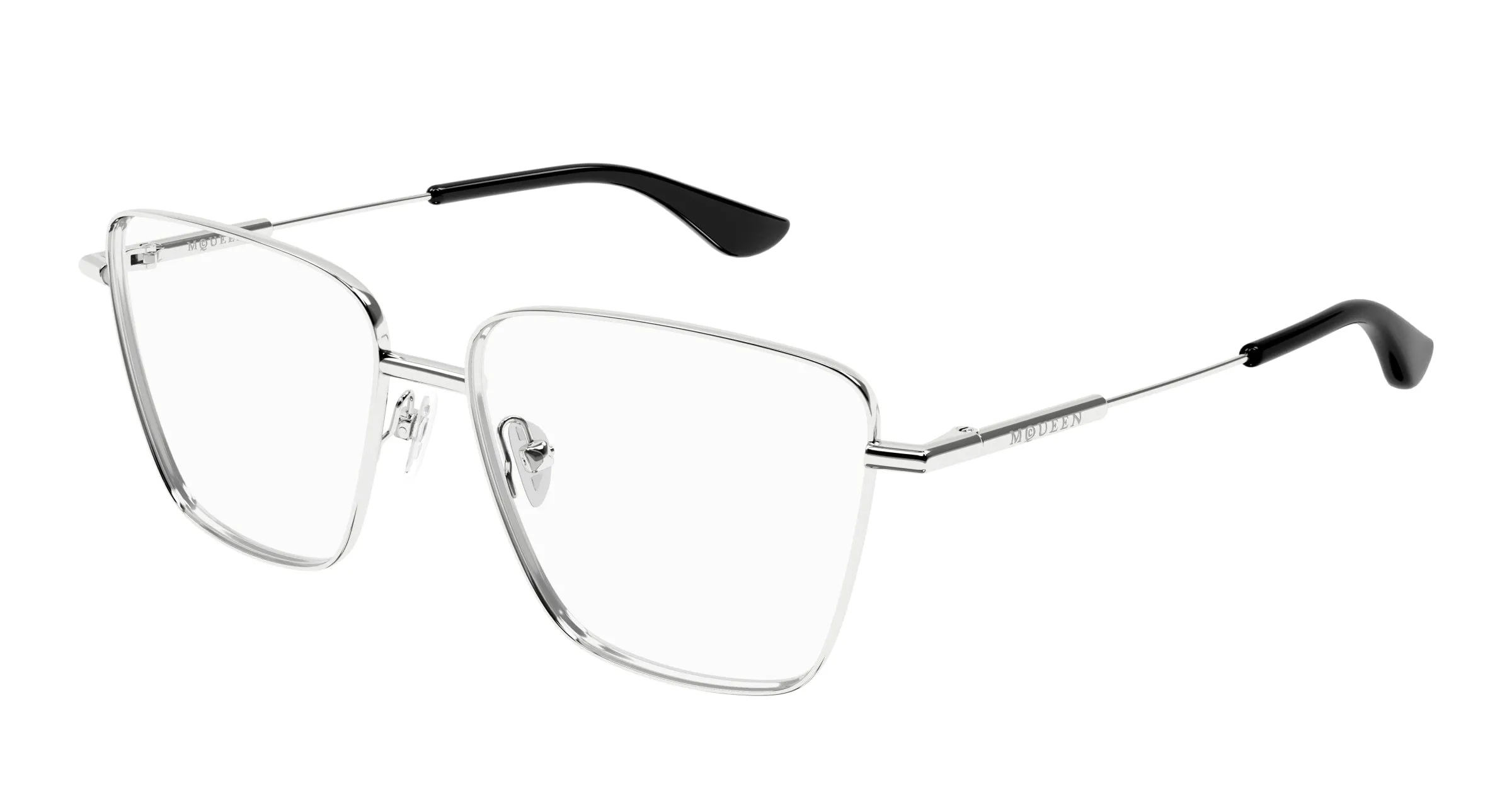 Alexander McQueen AM0503O 001 Montature da vista Metallo Argento Trasparente Squadrata - immagine 1