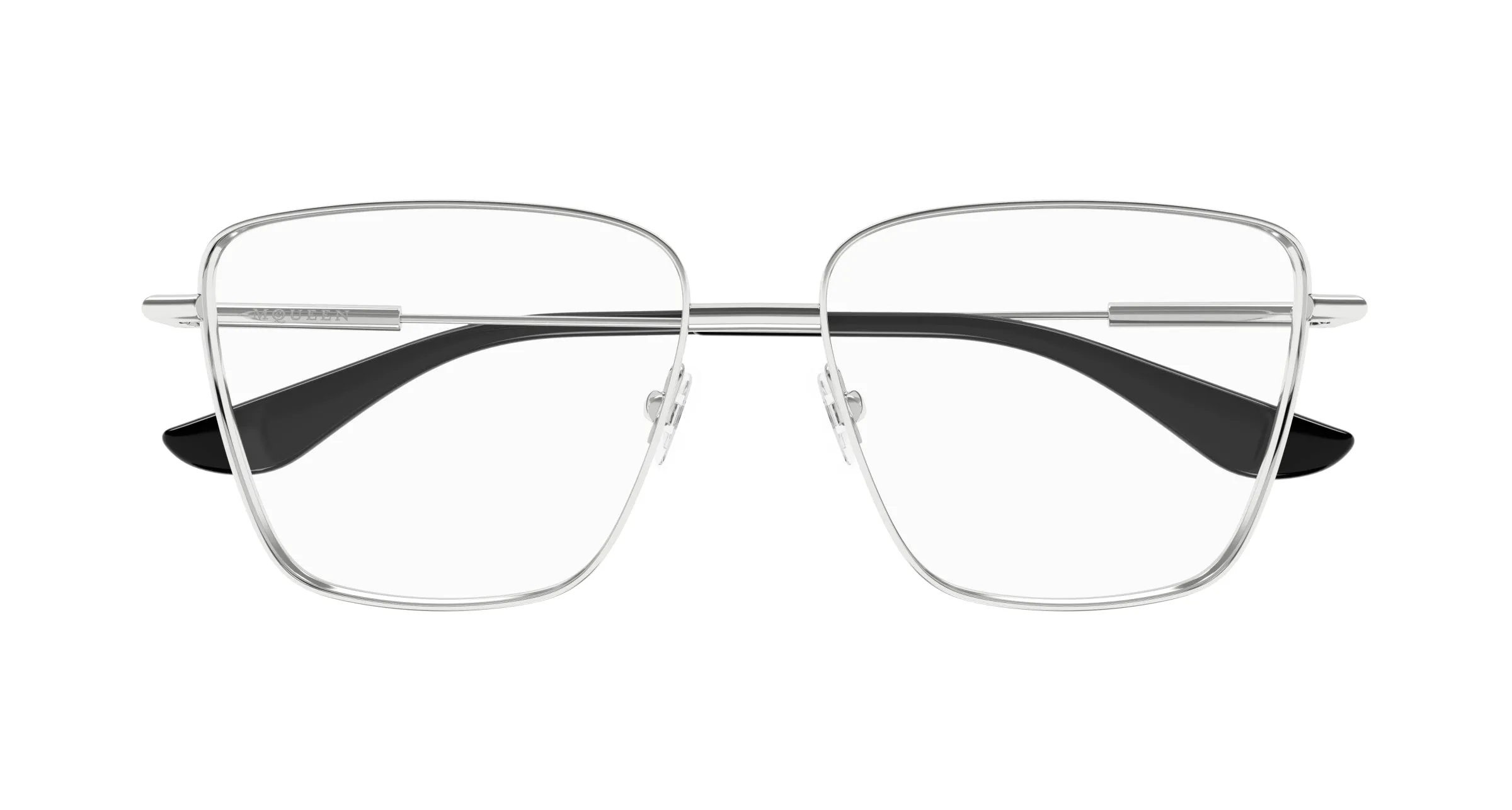 Alexander McQueen AM0503O 001 Montature da vista Metallo Argento Trasparente Squadrata - immagine 2
