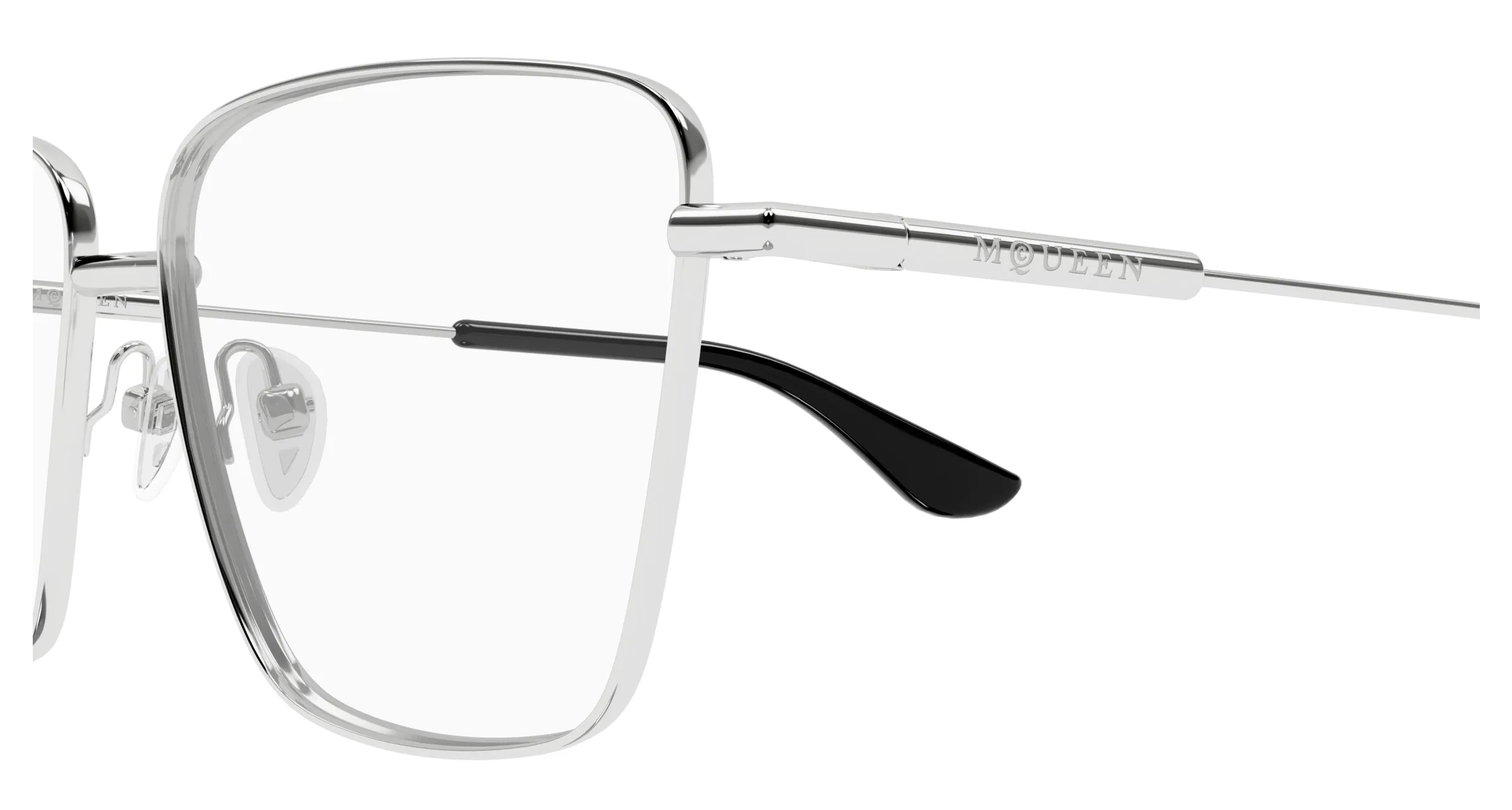 Alexander McQueen AM0503O 001 Montature da vista Metallo Argento Trasparente Squadrata - immagine 3