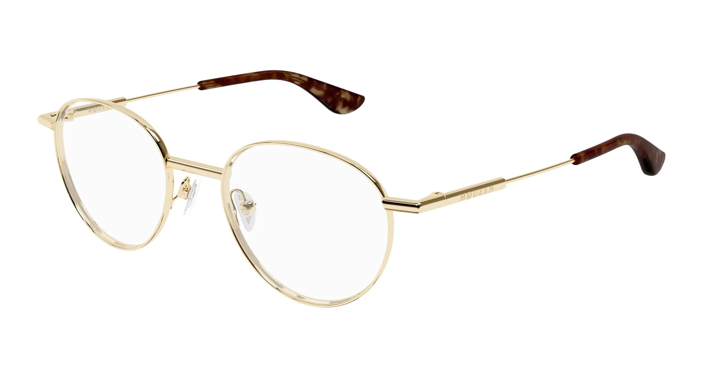 Alexander McQueen AM0502O 002 Montature da vista Metallo Oro Trasparente Rotonda - immagine 1