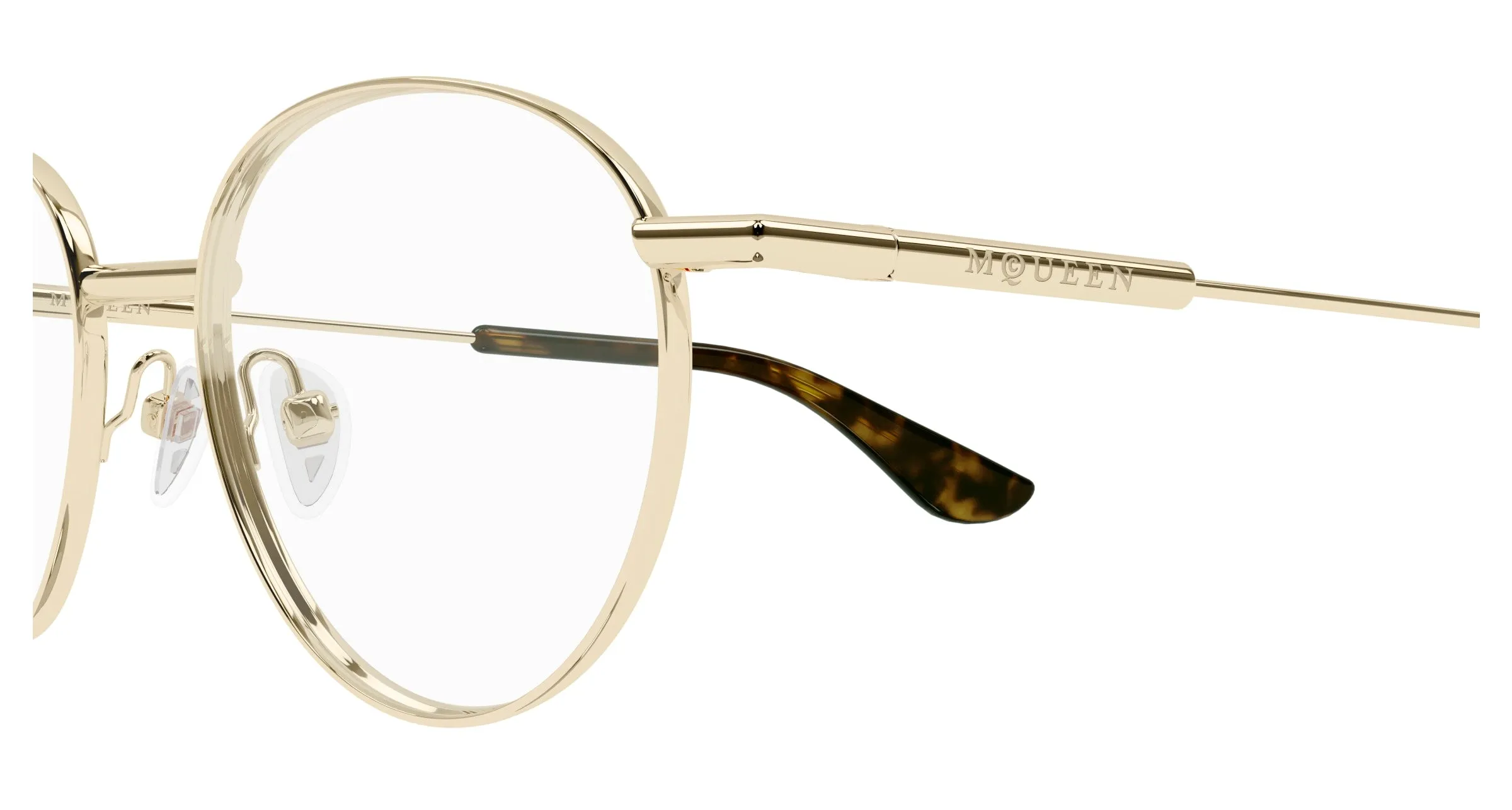 Alexander McQueen AM0502O 002 Montature da vista Metallo Oro Trasparente Rotonda - immagine 3