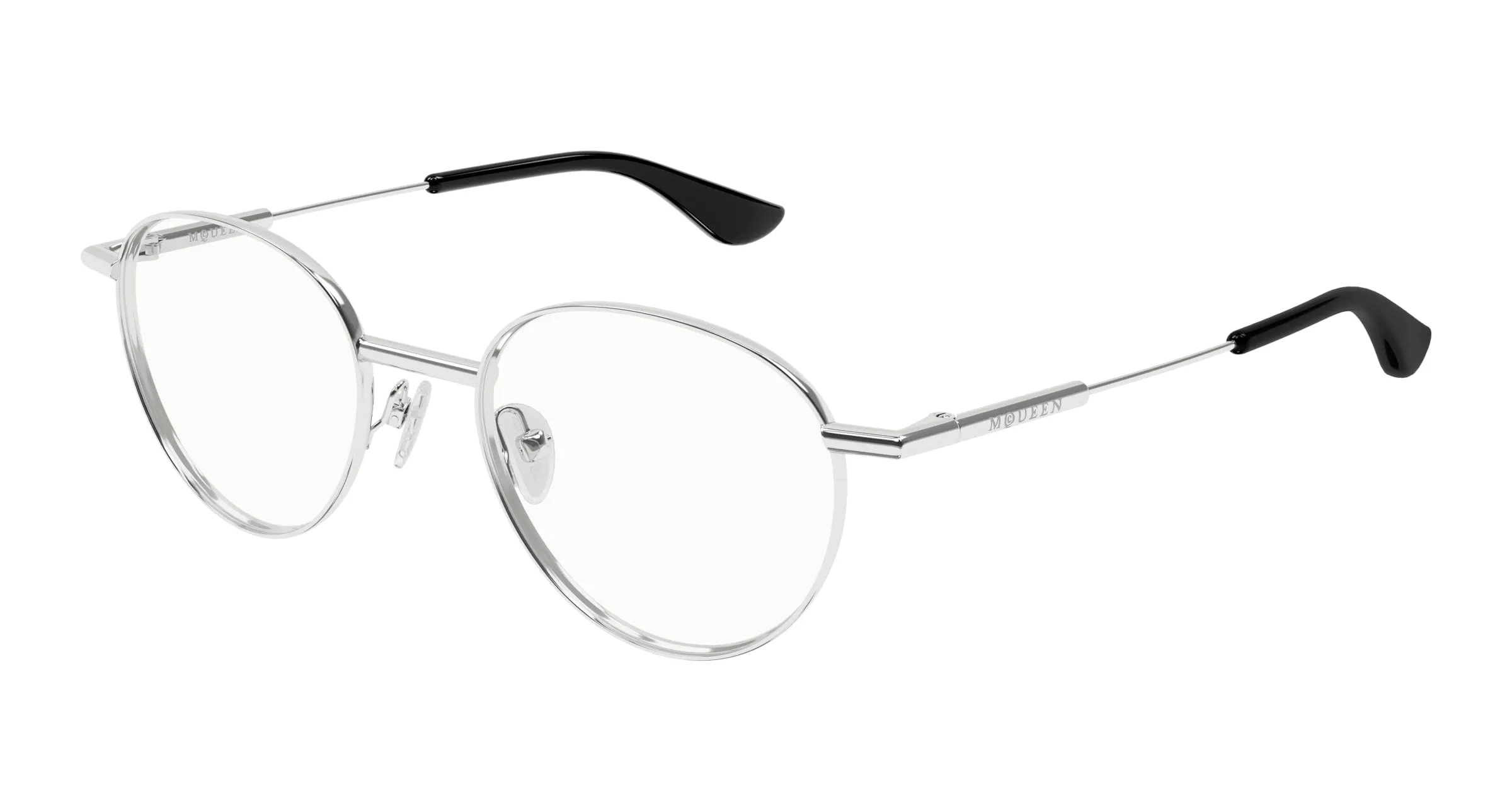 Alexander McQueen AM0502O 001 Montature da vista Metallo Argento Trasparente Rotonda - immagine 1