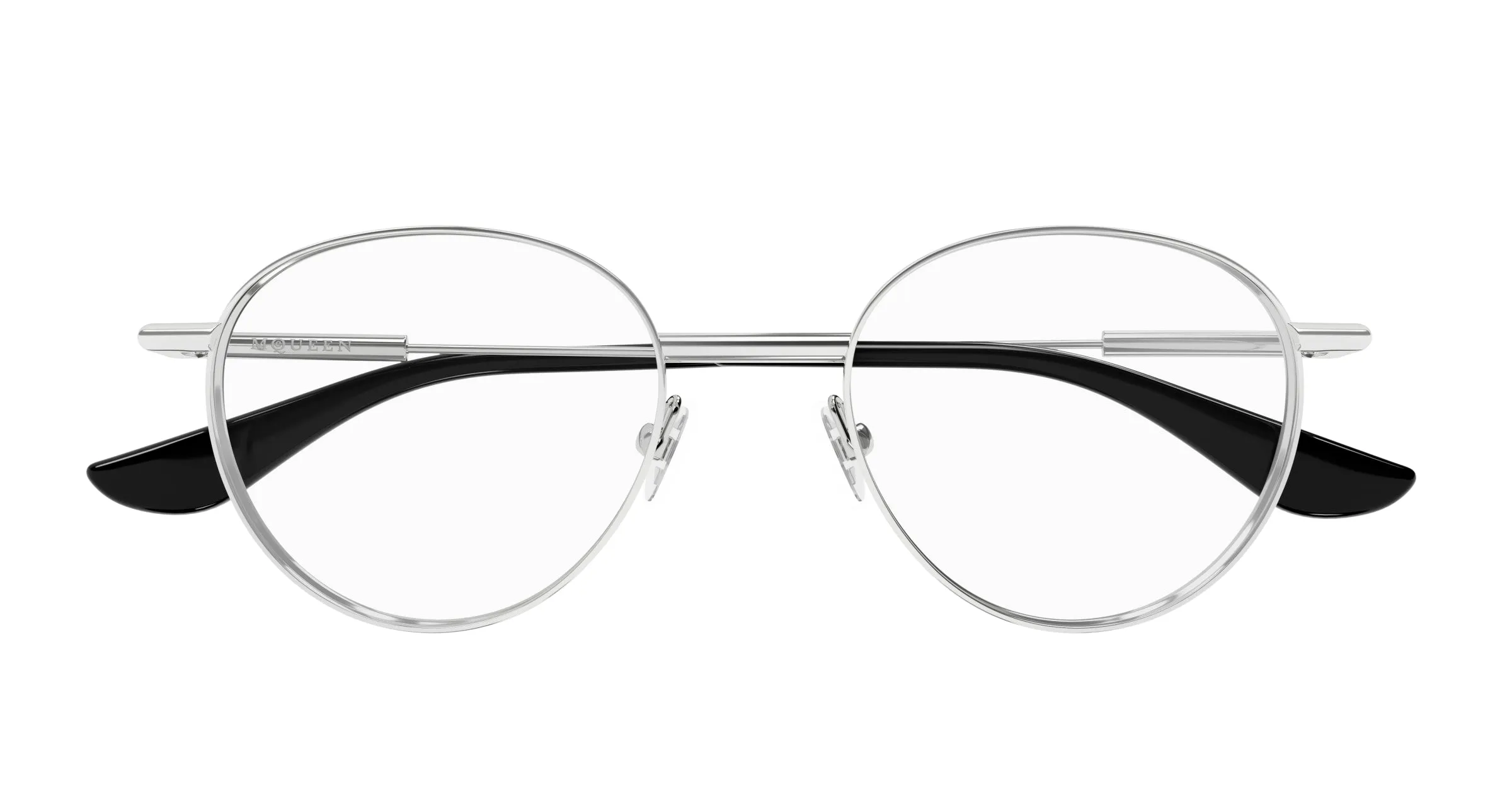 Alexander McQueen AM0502O 001 Montature da vista Metallo Argento Trasparente Rotonda - immagine 2