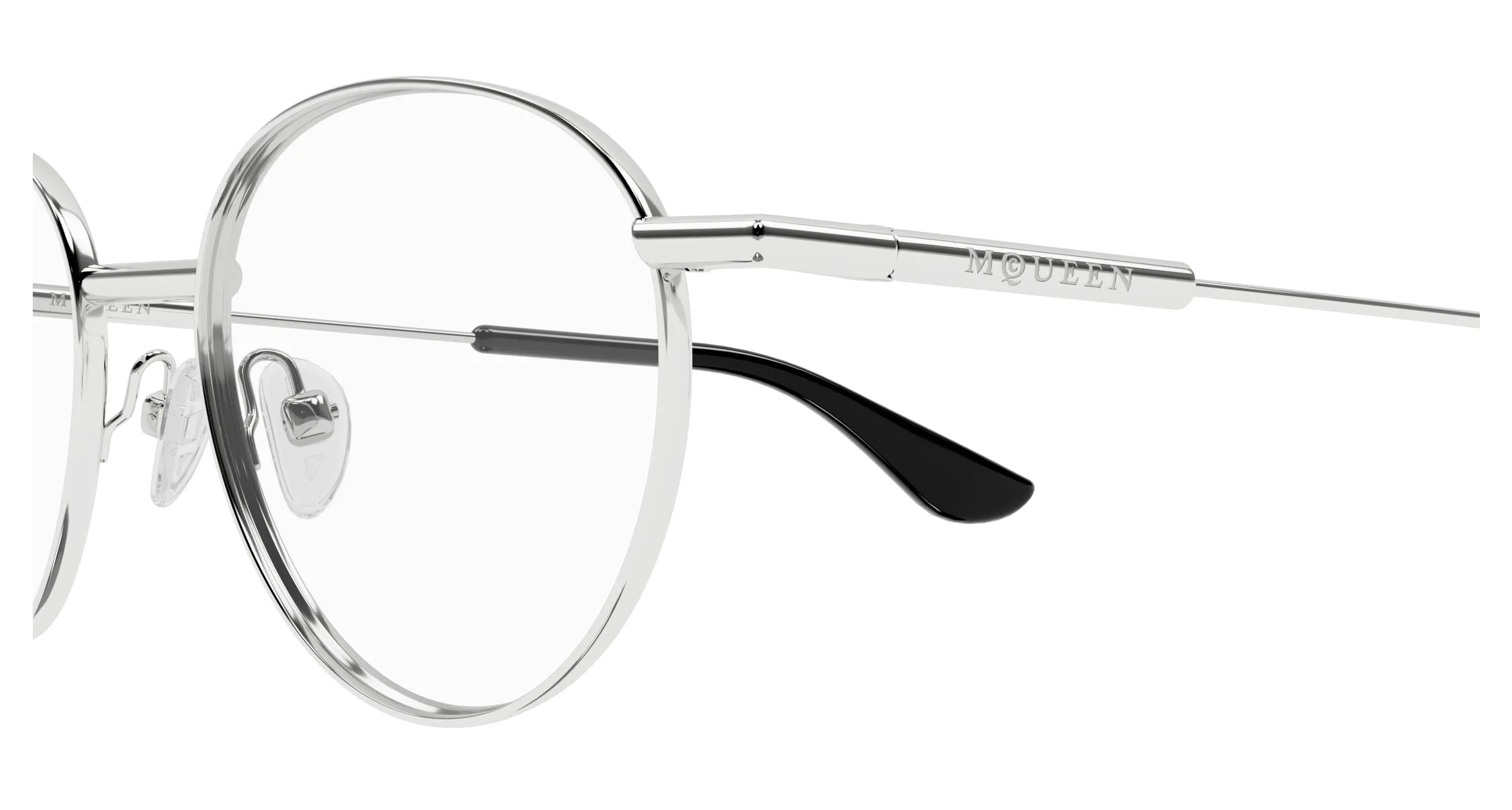 Alexander McQueen AM0502O 001 Montature da vista Metallo Argento Trasparente Rotonda - immagine 3
