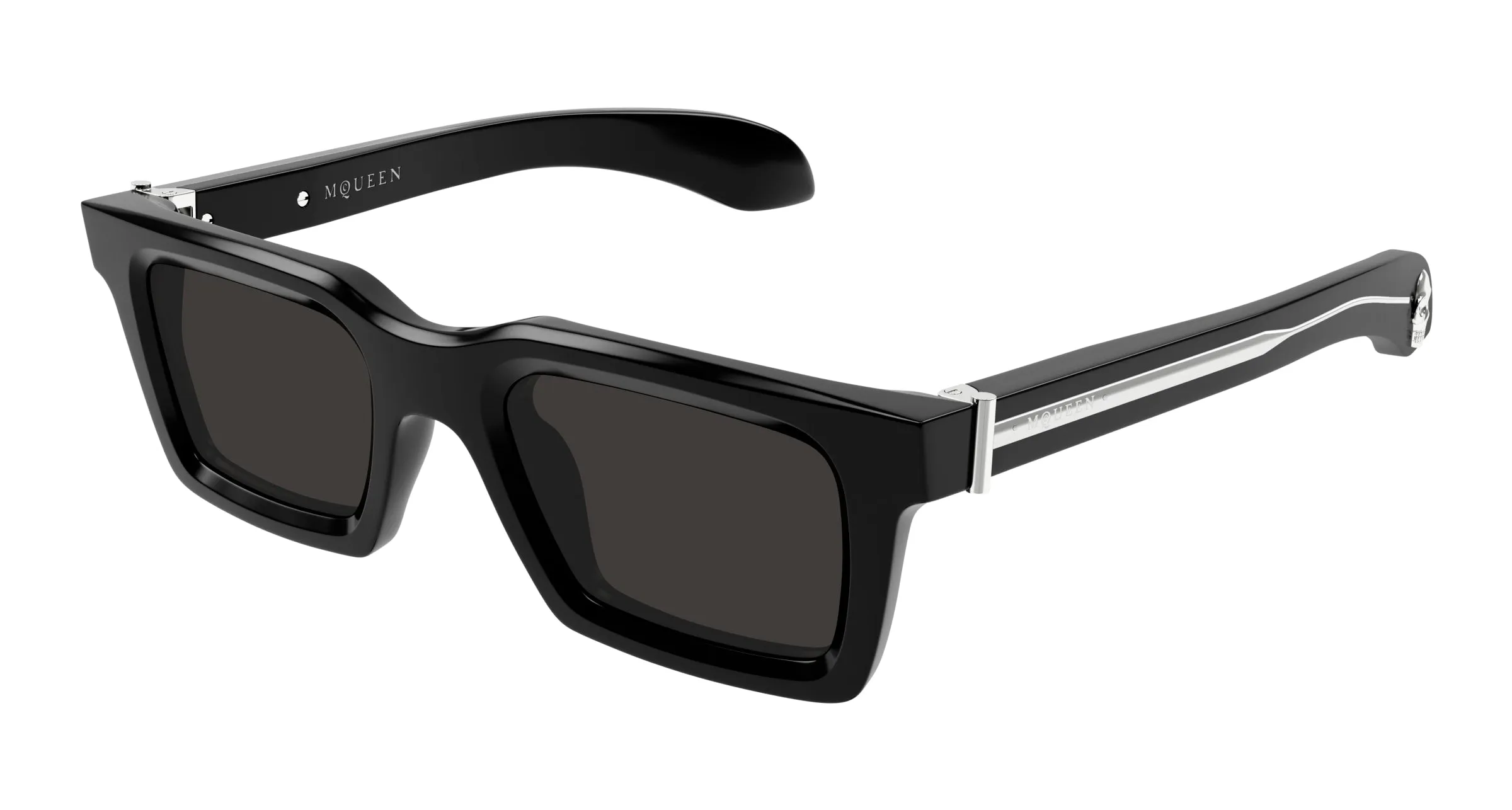 Alexander McQueen AM0506S 001 Occhiali da sole Acetato Nero Grigio Squadrata - immagine 1