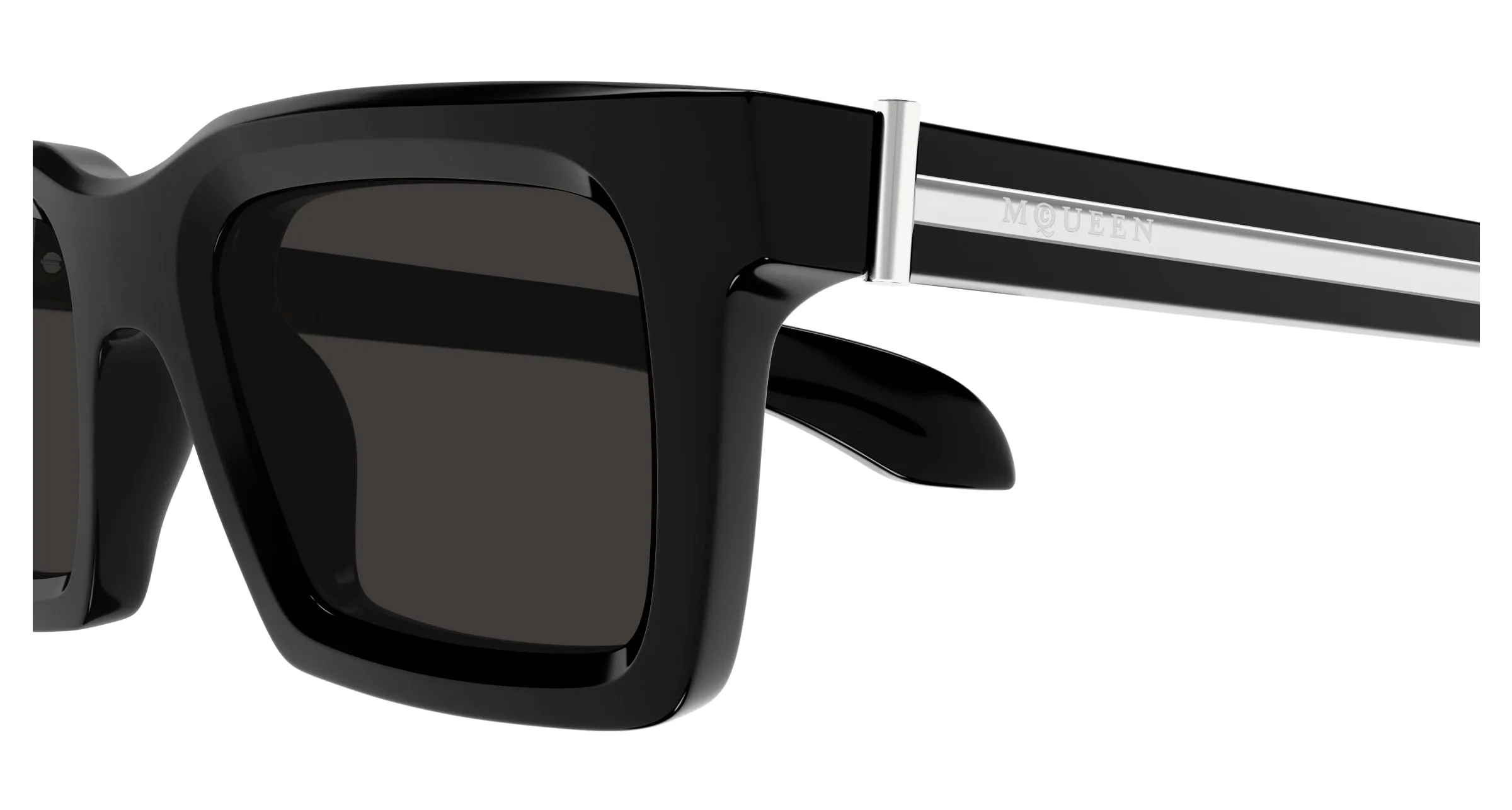 Alexander McQueen AM0506S 001 Occhiali da sole Acetato Nero Grigio Squadrata - immagine 3