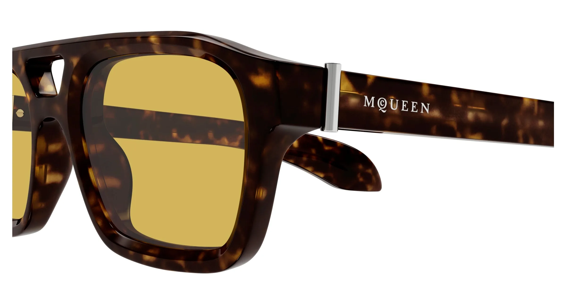 Alexander McQueen AM0505S 002 Occhiali da sole Acetato Havana Pilot - immagine 3